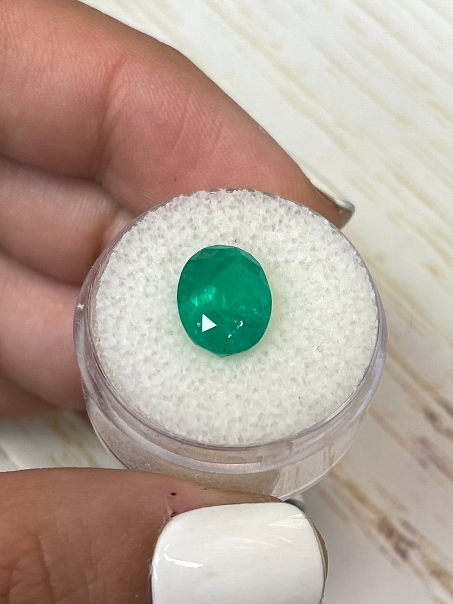 Oval Cut Deep Green Colombian Emerald - 4.16 Carats