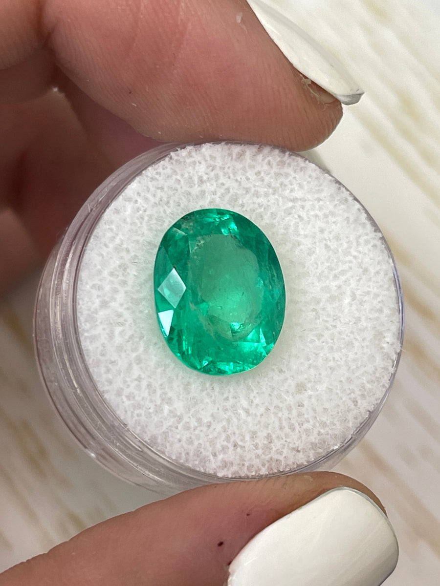 Muzo Yellowish Green Colombian Emerald - 6.25 Carat Oval-Cut Loose Gemstone