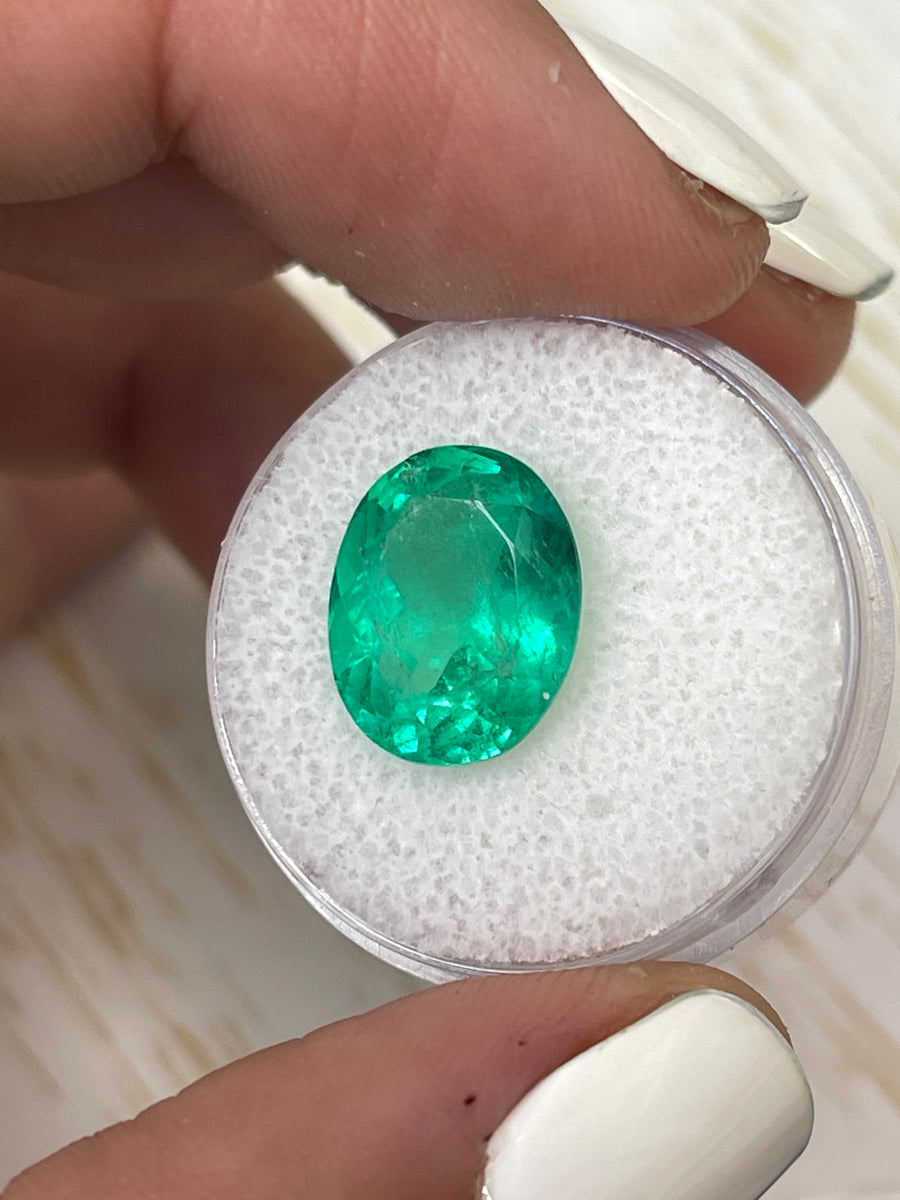 Oval 13.5x11 mm Colombian Emerald - 6.25 Carat Yellowish Green Natural Stone