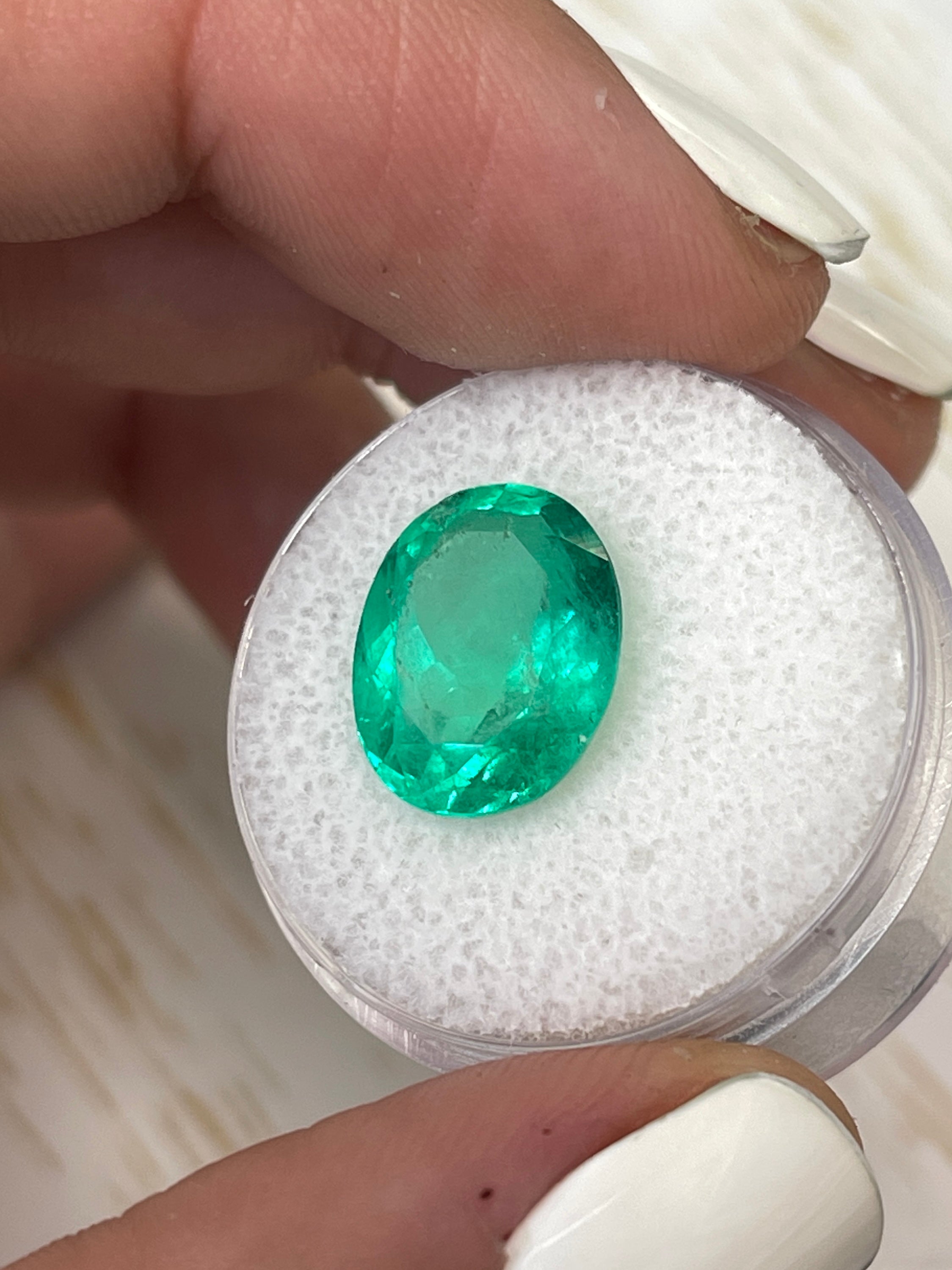 Genuine 6.25 Carat Oval-Cut Colombian Emerald - Muzo Yellow-Green Hue