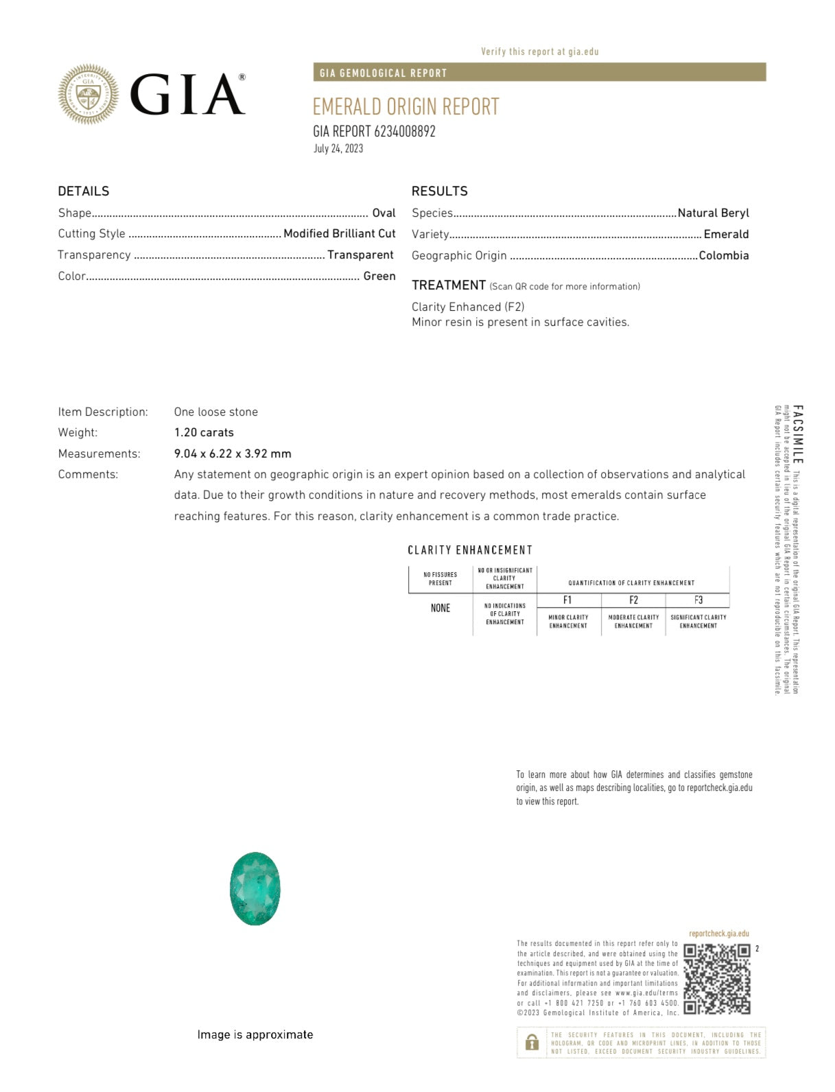 1.20 Carat GIA Certified 9x6 Elongated Dark Green Natural Loose Colombian Emerald-Oval Cut - JR Colombian Emeralds