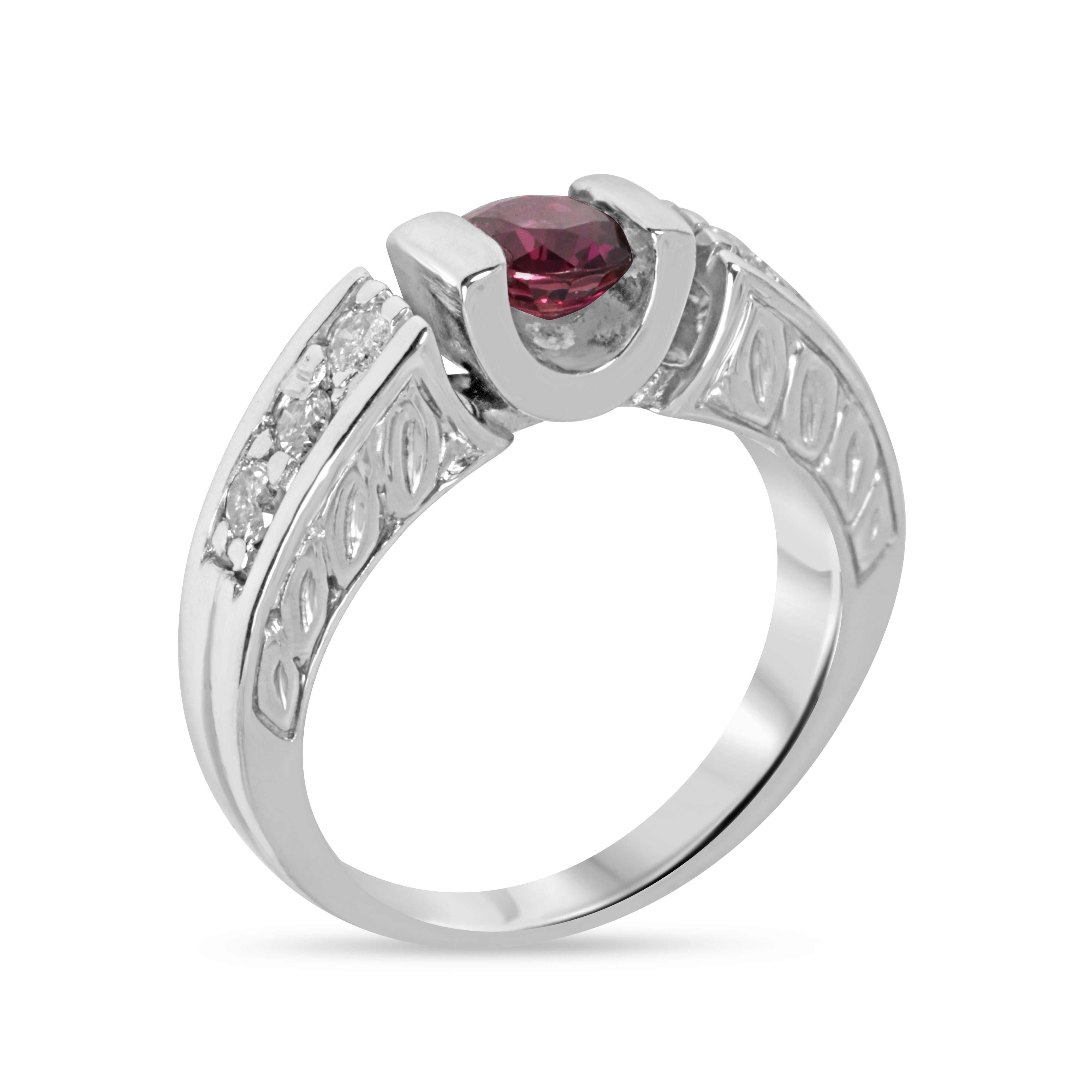 1.14tcw 14K AAA+ Natural Round Cut Rubellite & Diamond Accent Ring - JR Colombian Emeralds