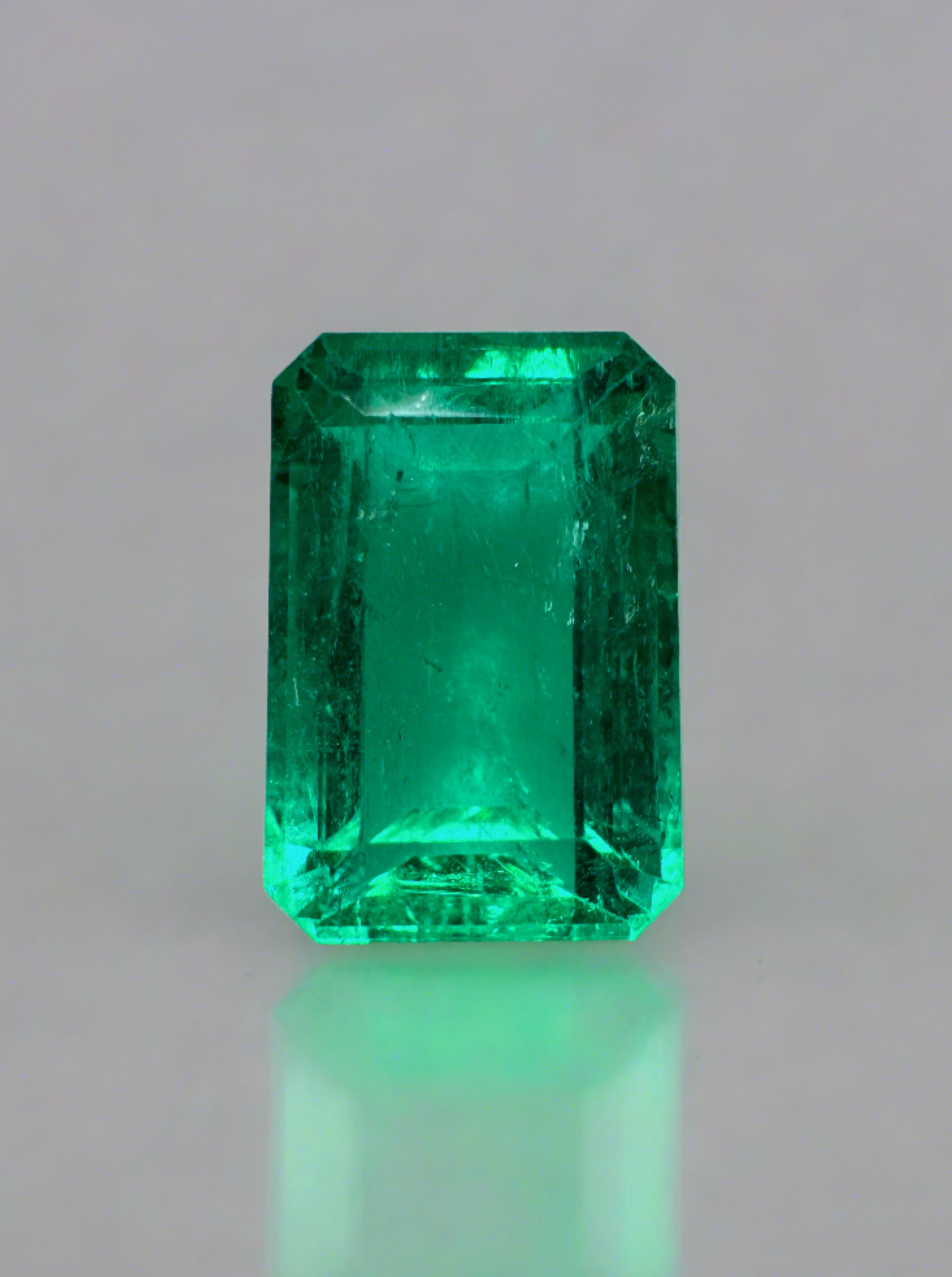 3.39 Carat Vivid Bluish Green Natural Loose Colombian Emerald-Elongated Emerald Cut - JR Colombian Emeralds