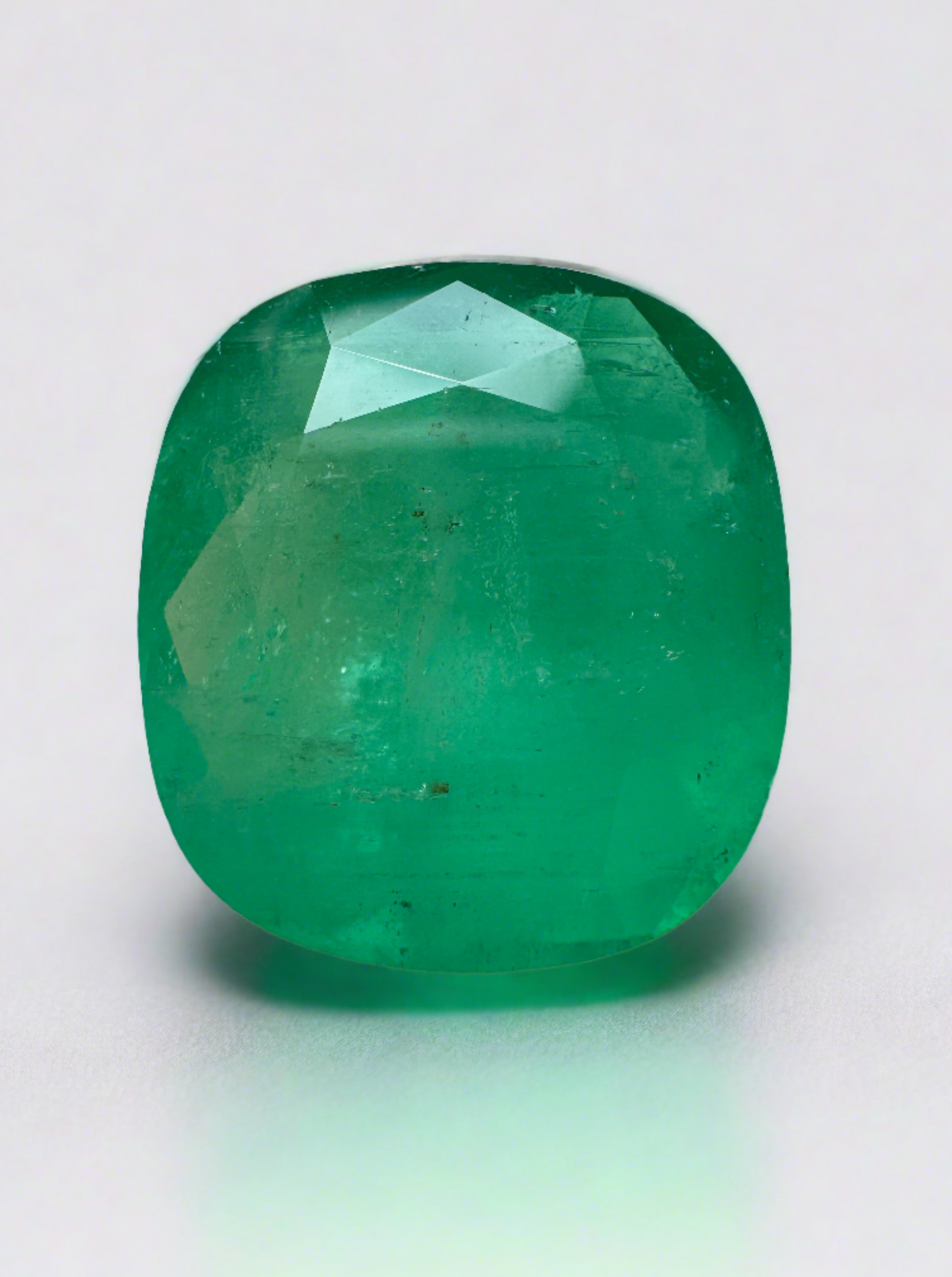 21.62 Carat 19x17 Earthy Green Natural Loose Colombian Emerald-Cushion Cut - JR Colombian Emeralds