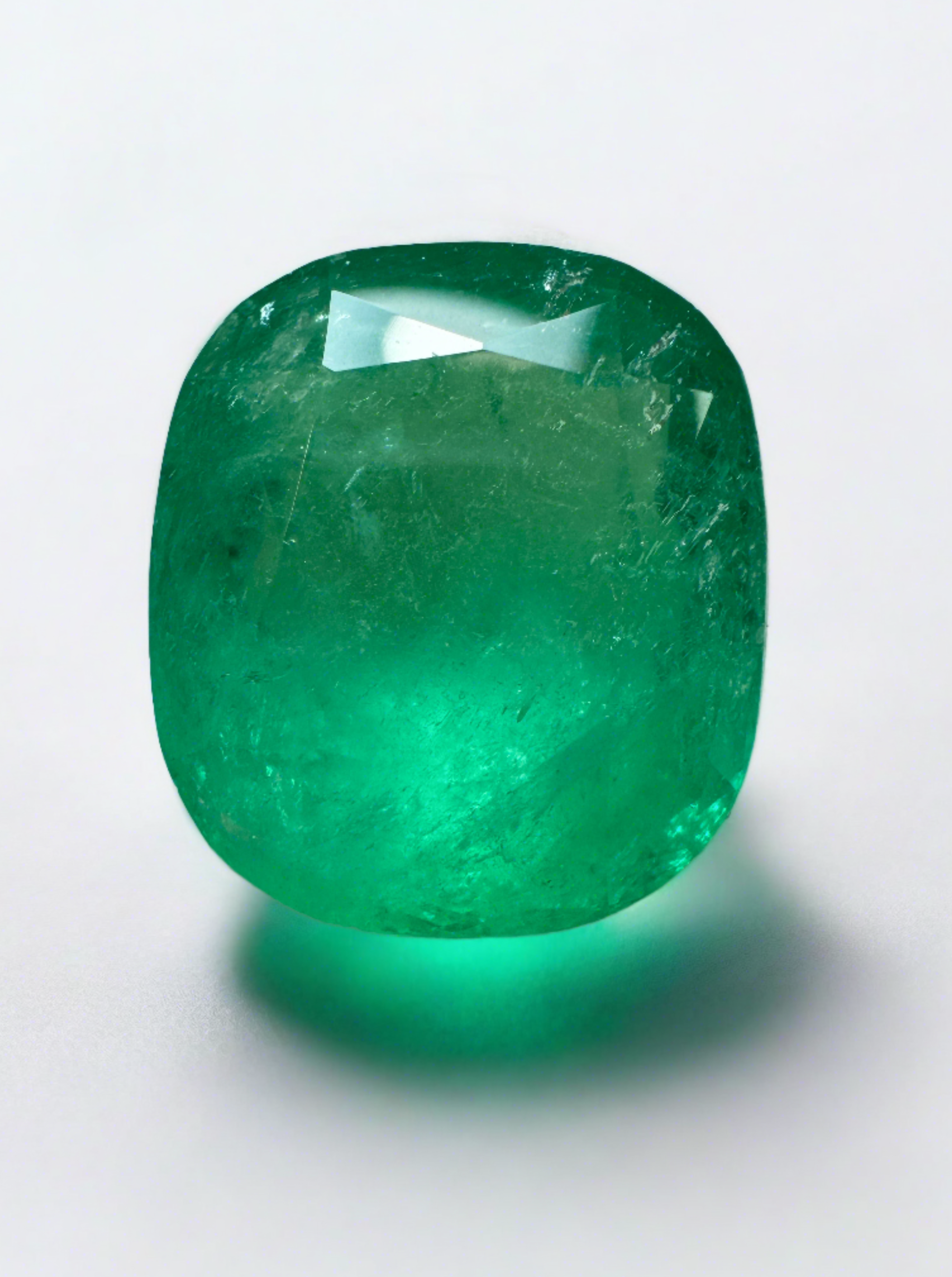 22.61 Carat 18x16 Spring Green Natural Loose Colombian Emerald-Cushion Cut - JR Colombian Emeralds