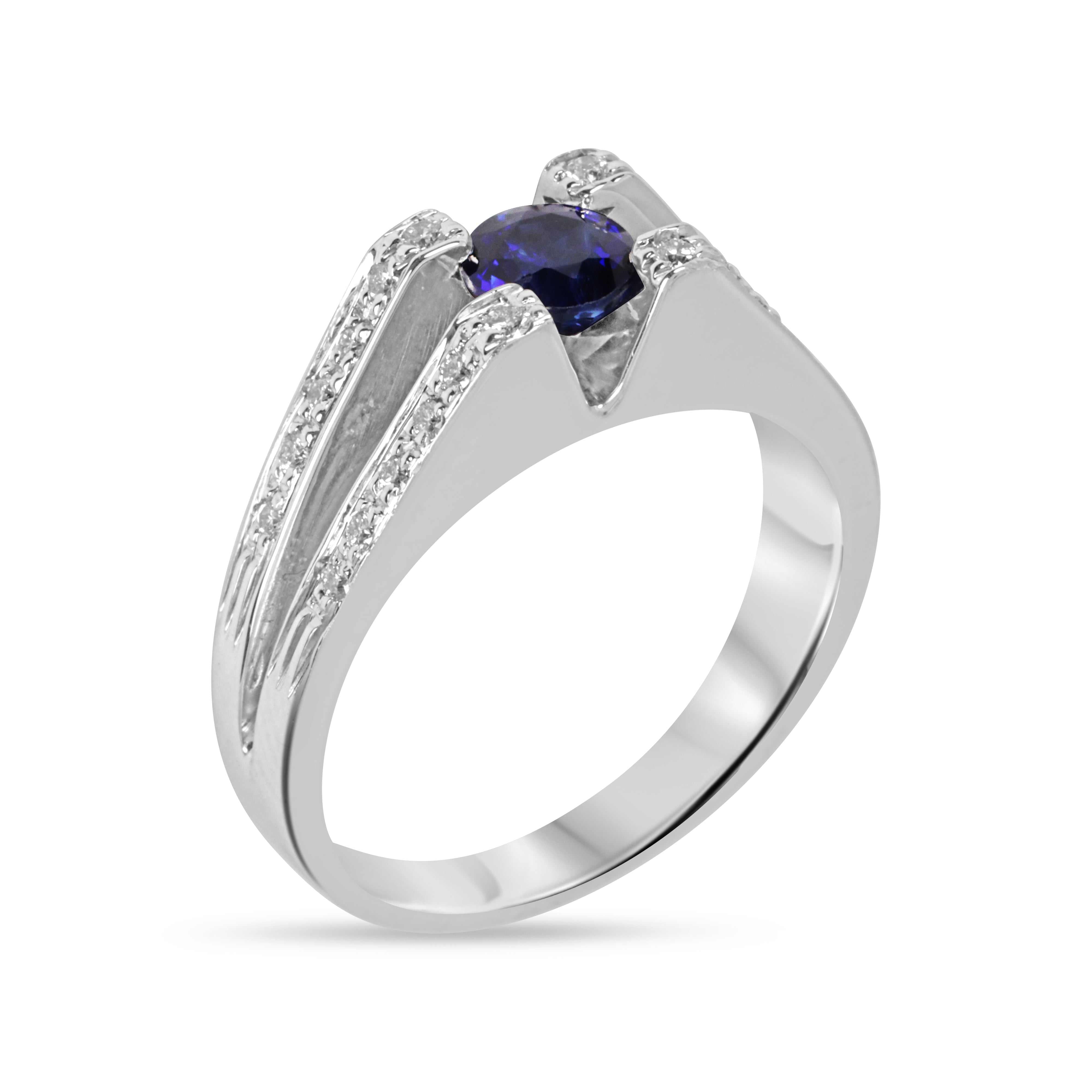 0.57tcw 18K Natural Round Tanzanite & Diamond Accent Ring - JR Colombian Emeralds