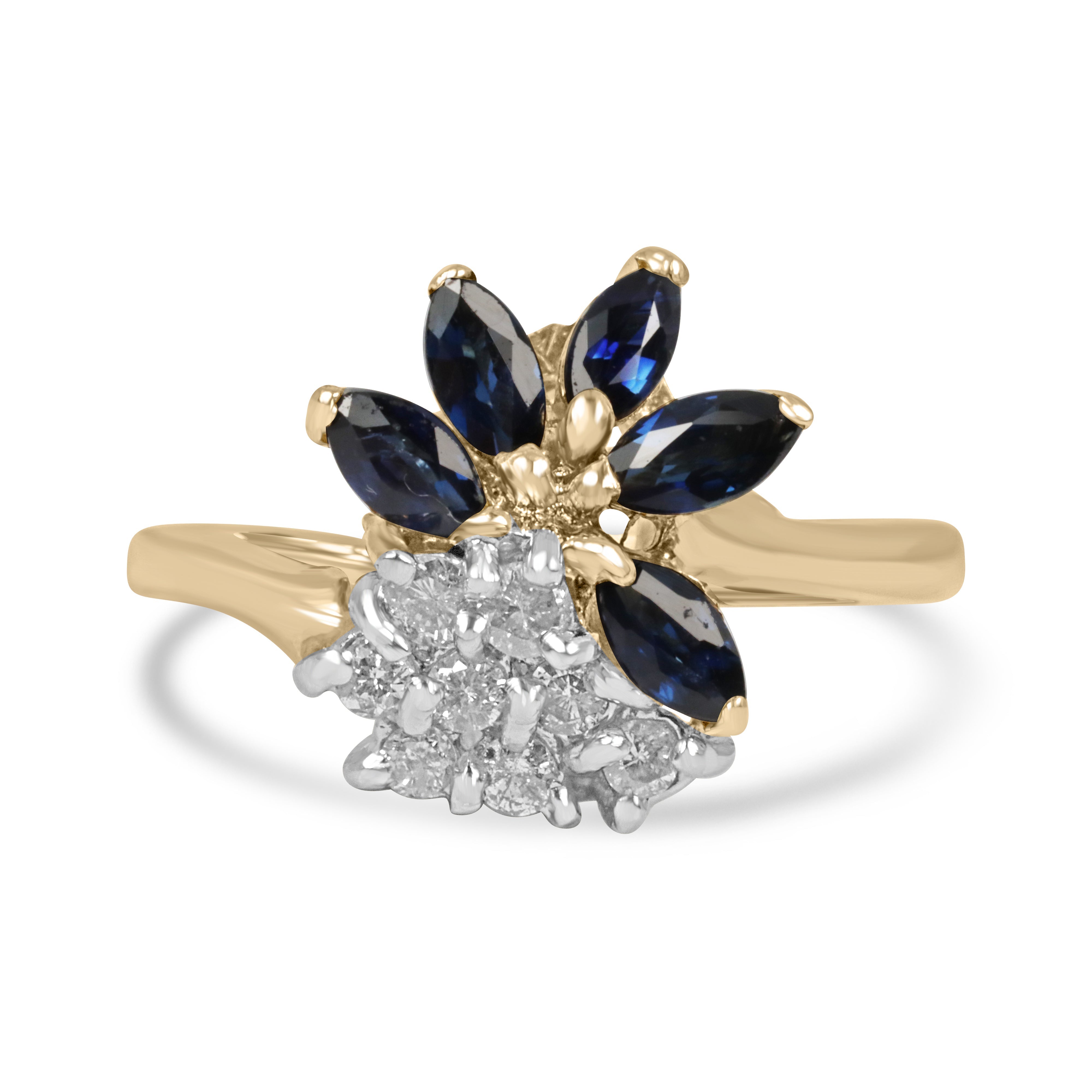0.53tcw 14K Vintage Marquise Sapphire & Diamond Dainty Ring