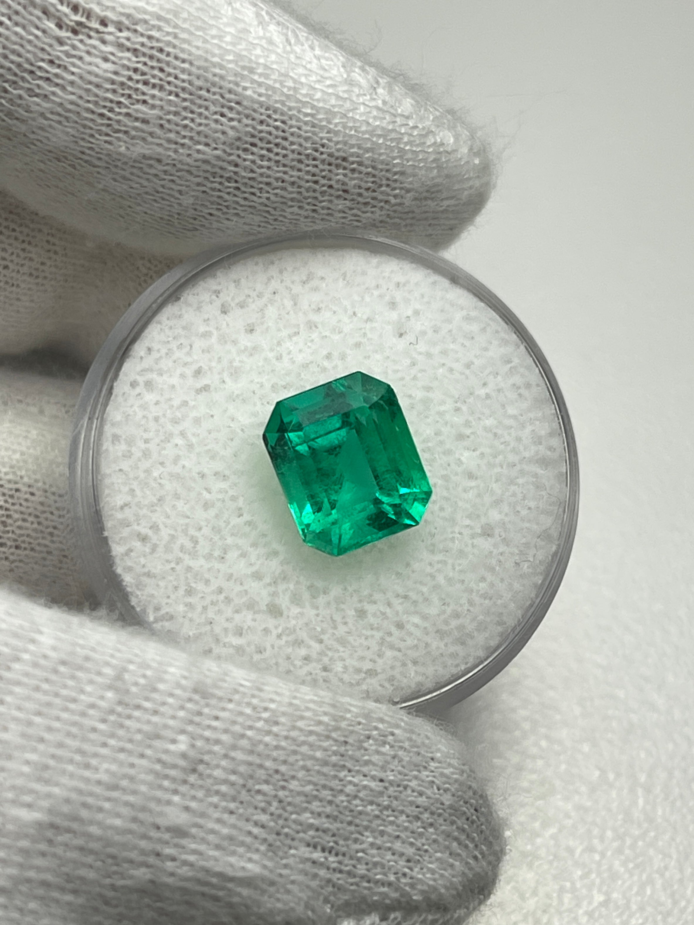 2.63 Carat AAA Muzo Vivid Green Natural Loose Colombian Emerald- Emerald Cut