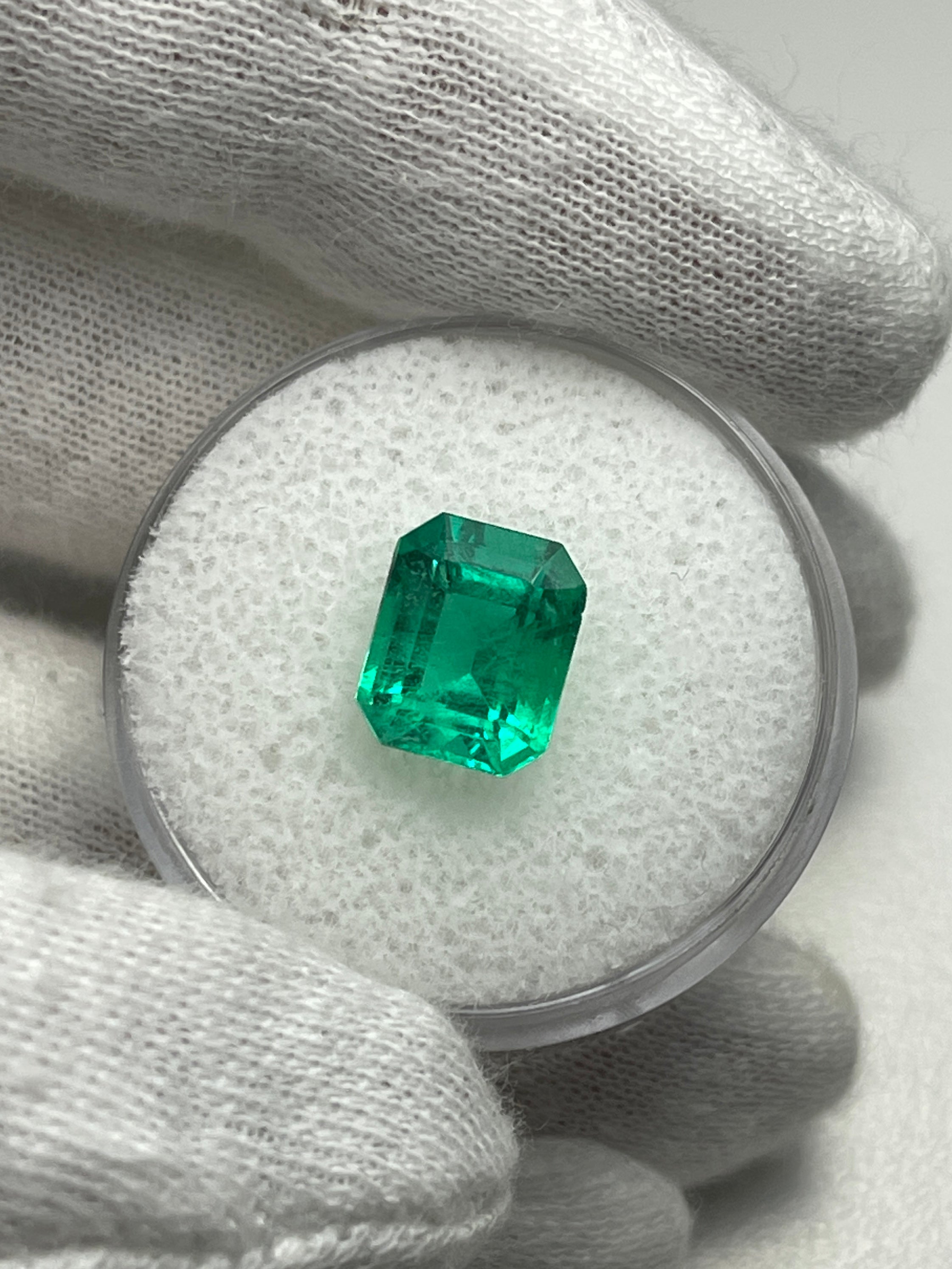 2.63 Carat AAA Muzo Vivid Green Natural Loose Colombian Emerald- Emerald Cut