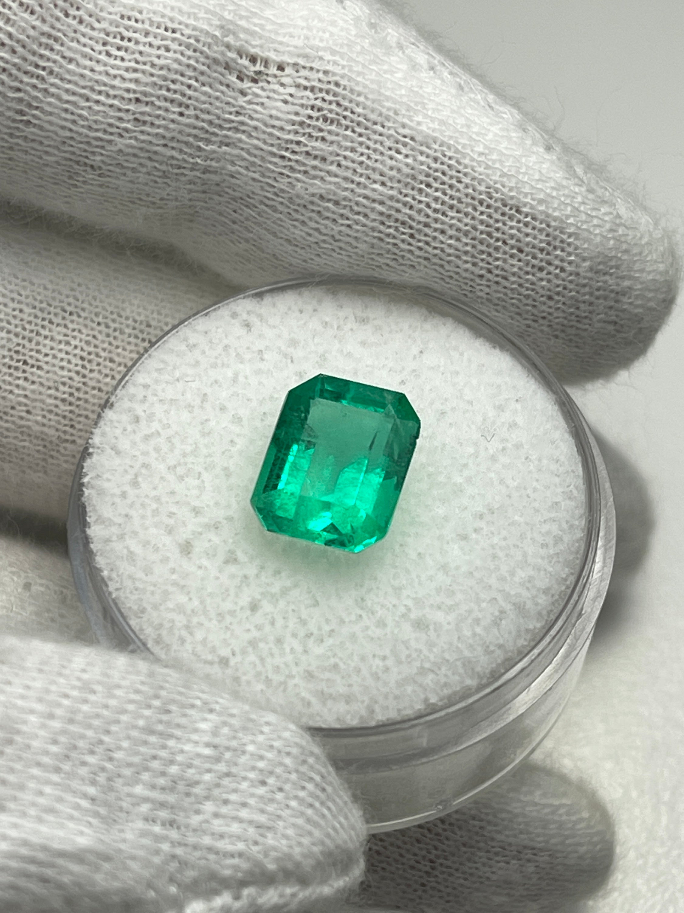 2.63 Carat AAA Muzo Vivid Green Natural Loose Colombian Emerald- Emerald Cut