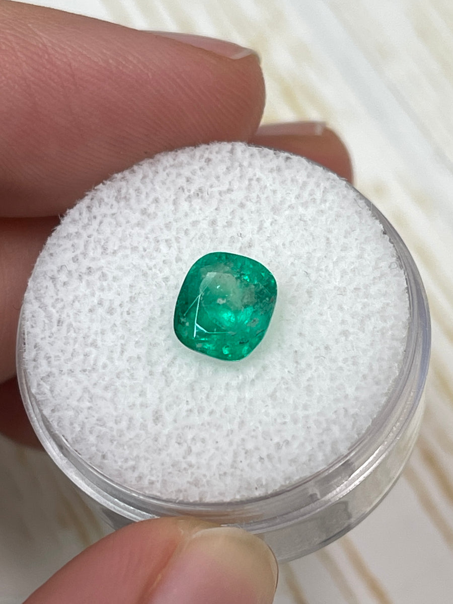 Earth-Toned Colombian Emerald - Cushion Cut