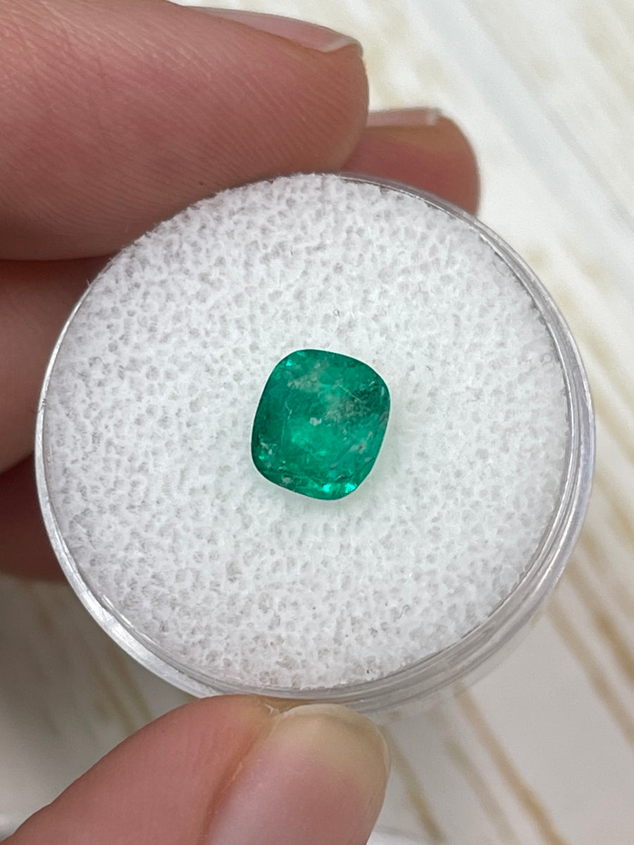 1.69 Carat Cushion Cut Colombian Emerald - Organic Beauty
