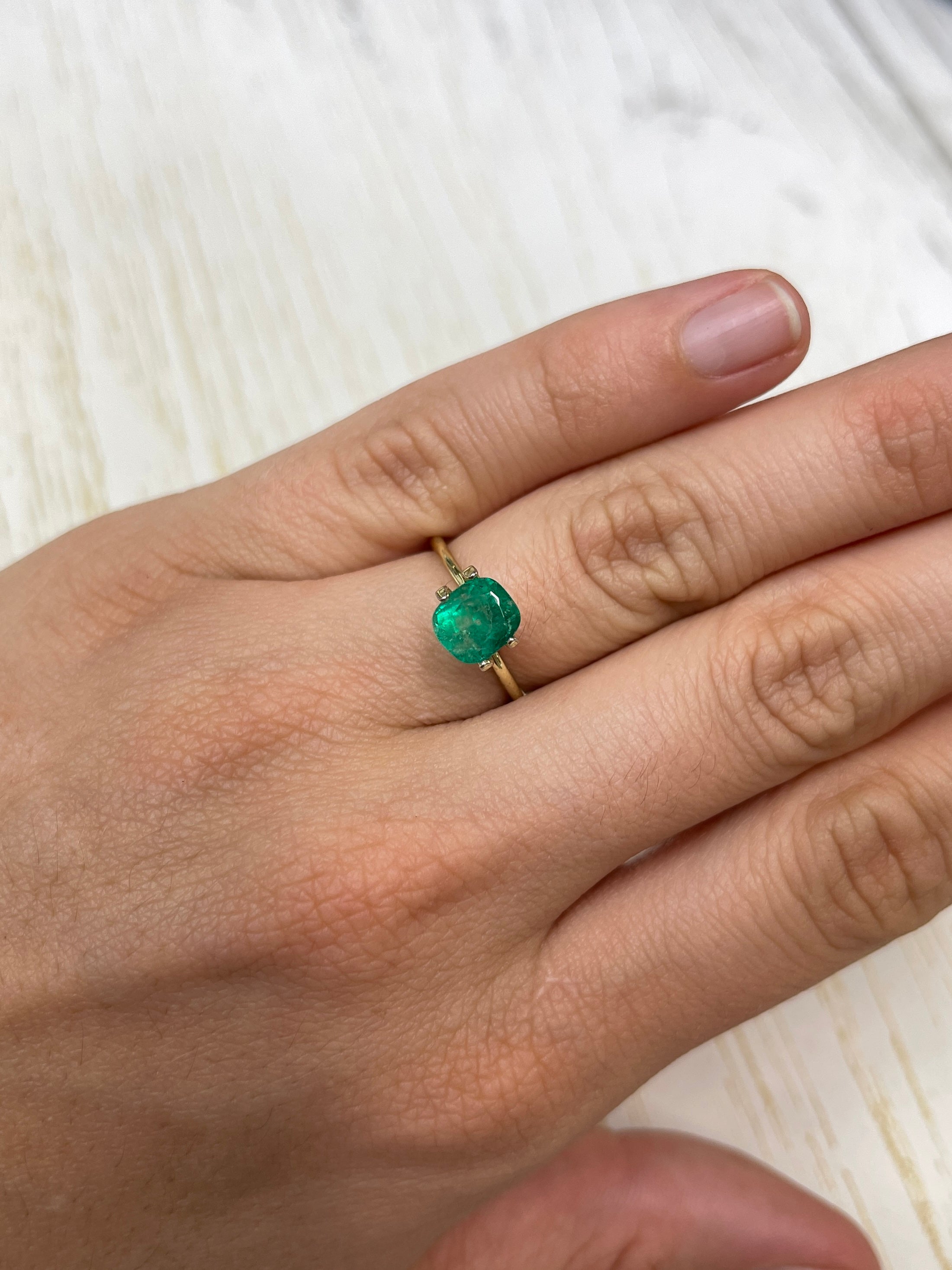 1.69 Carat Earthy Natural Loose Colombian Emerald-Cushion Cut - JR Colombian Emeralds