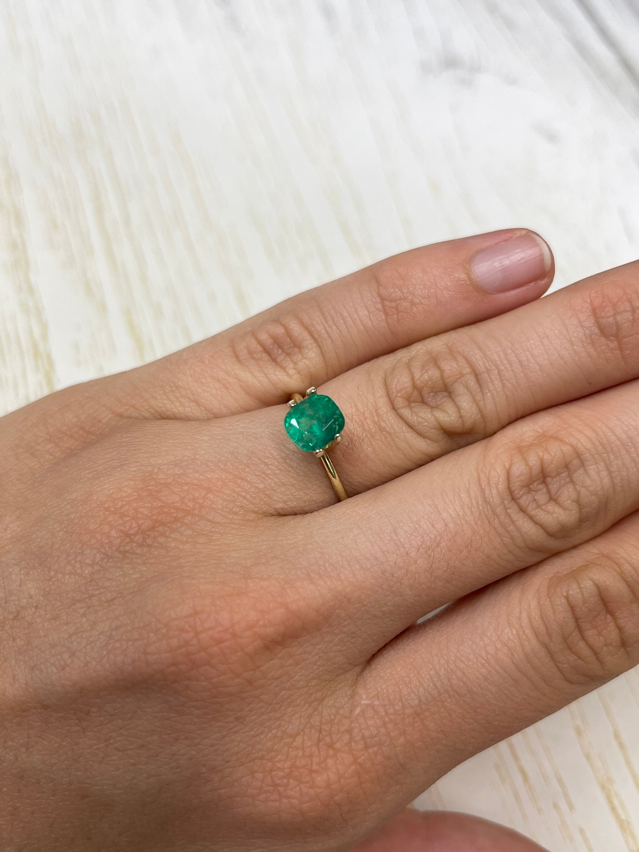 1.69 Carat Earthy Natural Loose Colombian Emerald-Cushion Cut - JR Colombian Emeralds