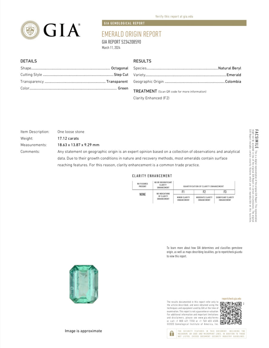 17.12 Carat GIA CERTIFIED HUGE 19x14 Crystal Clear Classic Natural Loose Colombian Emerald- Emerald Cut