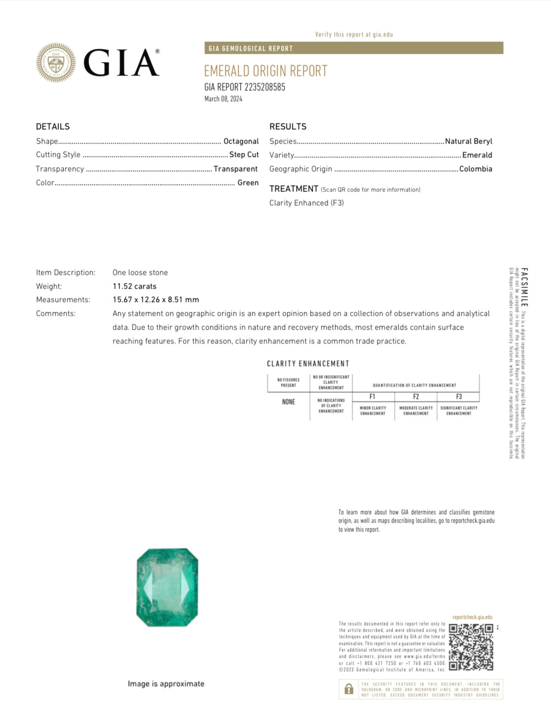 11.52 Carat GIA CERTIFIED 15.5x12 Fine Natural Loose Colombian Emerald- Emerald Cut - JR Colombian Emeralds