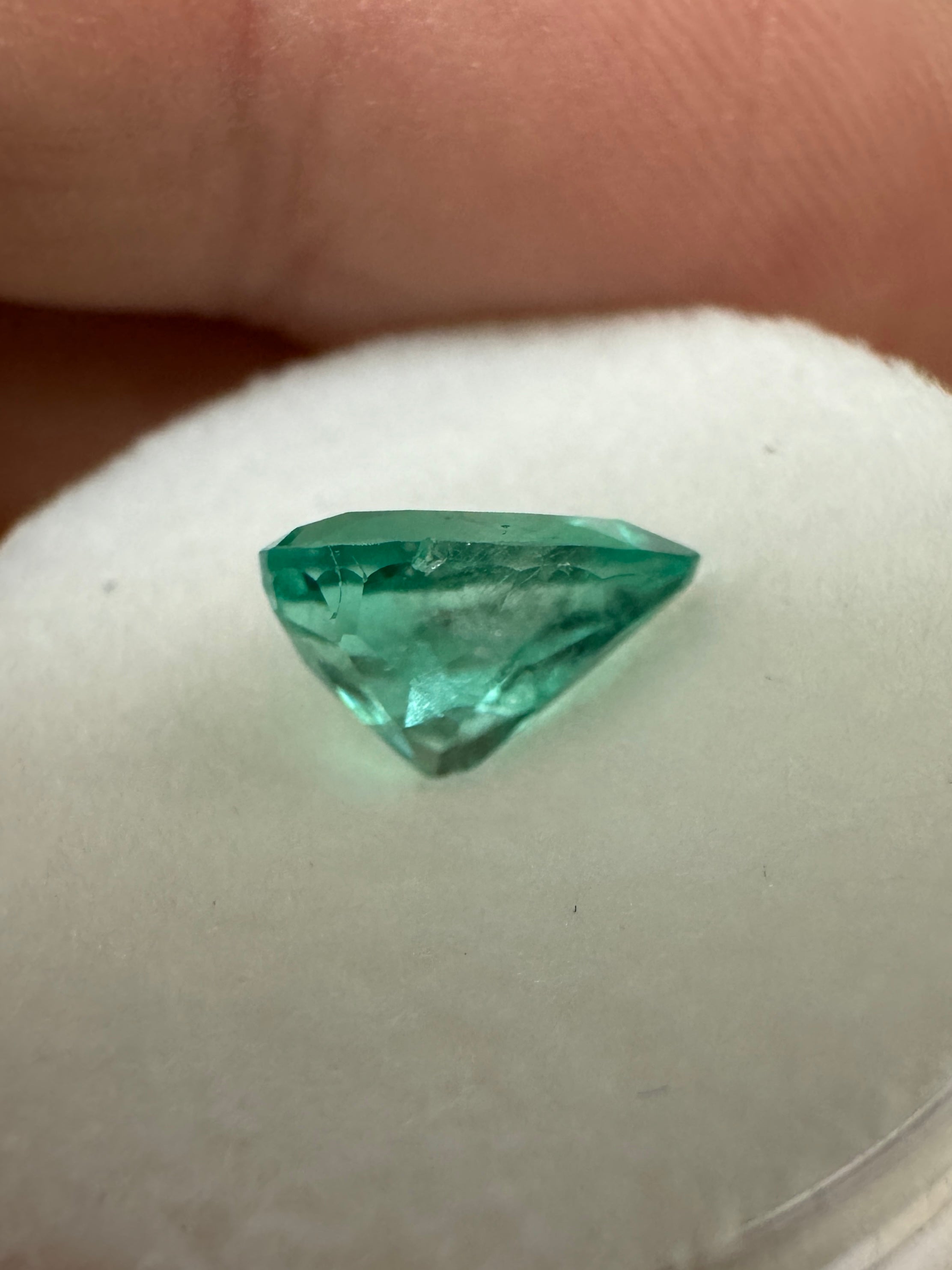 1.36 carat 9x6 Medium Bluish Green Natural Loose Colombian Emerald-Pear Cut - JR Colombian Emeralds