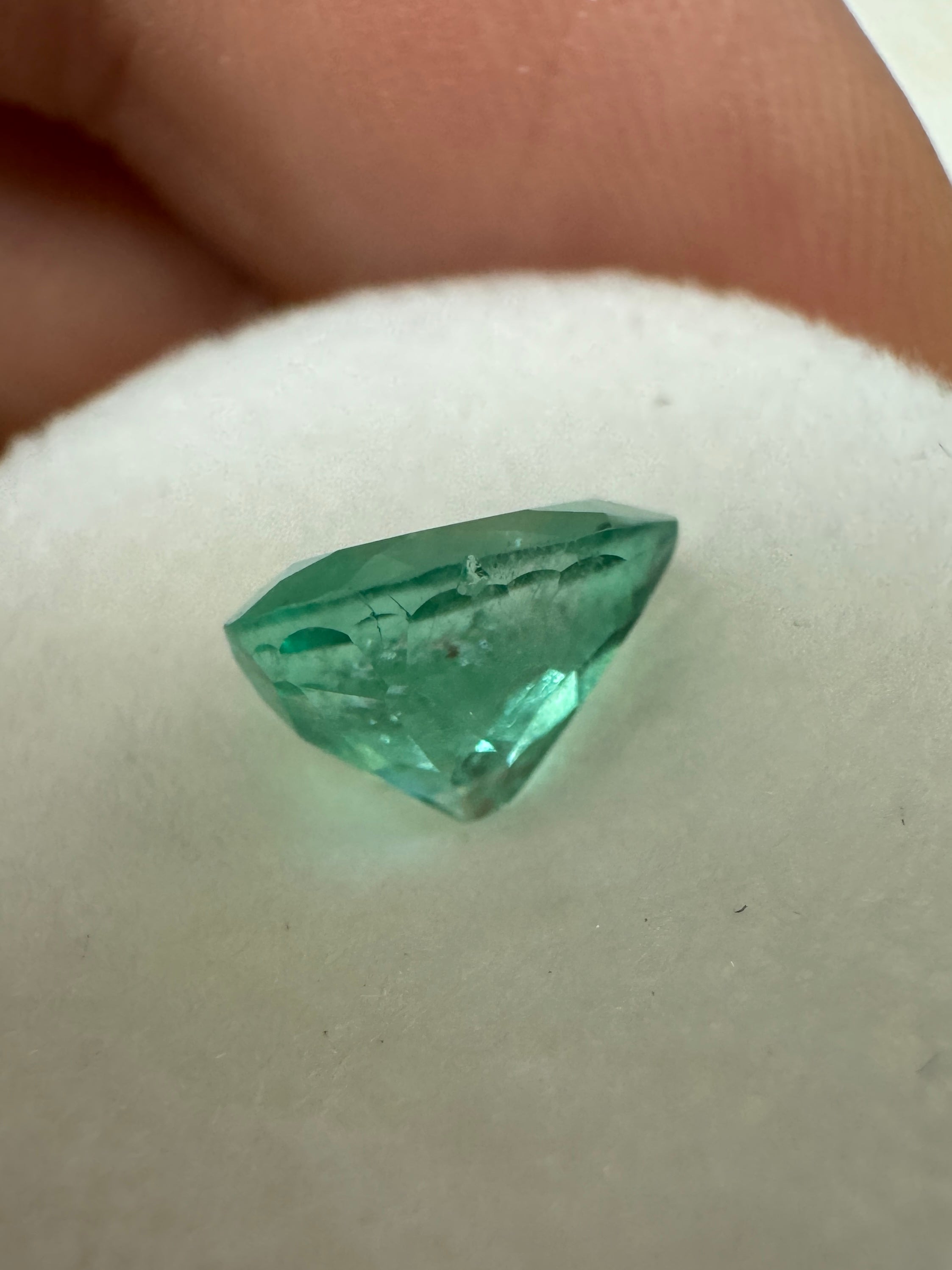 1.36 carat 9x6 Medium Bluish Green Natural Loose Colombian Emerald-Pear Cut - JR Colombian Emeralds