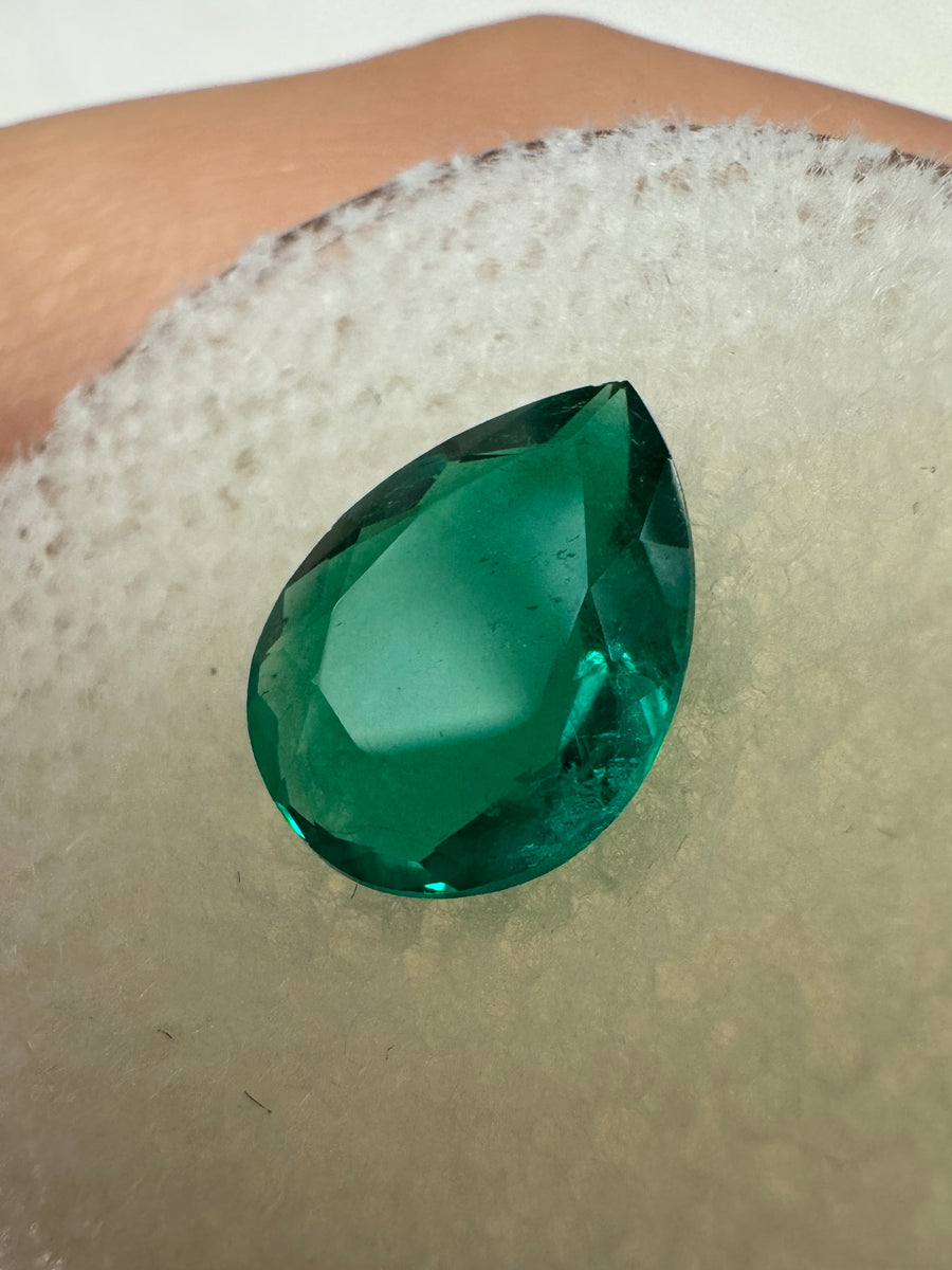 1.48 carat Chunky Muzo Green Natural Loose Colombian Emerald-Pear Cut