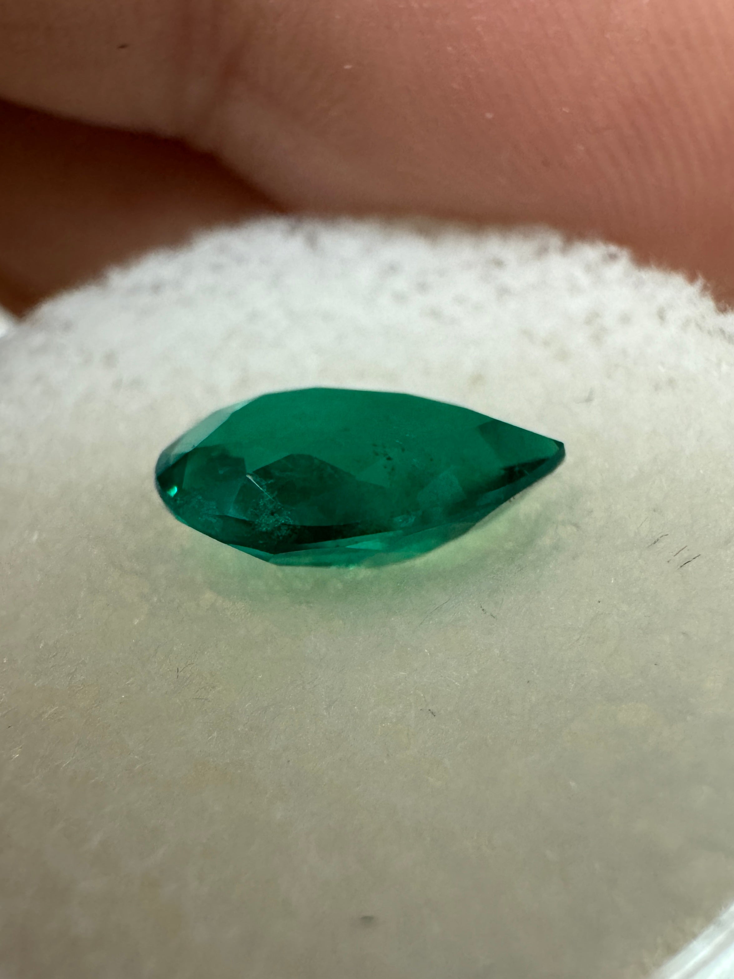 1.48 carat Chunky Muzo Green Natural Loose Colombian Emerald-Pear Cut - JR Colombian Emeralds