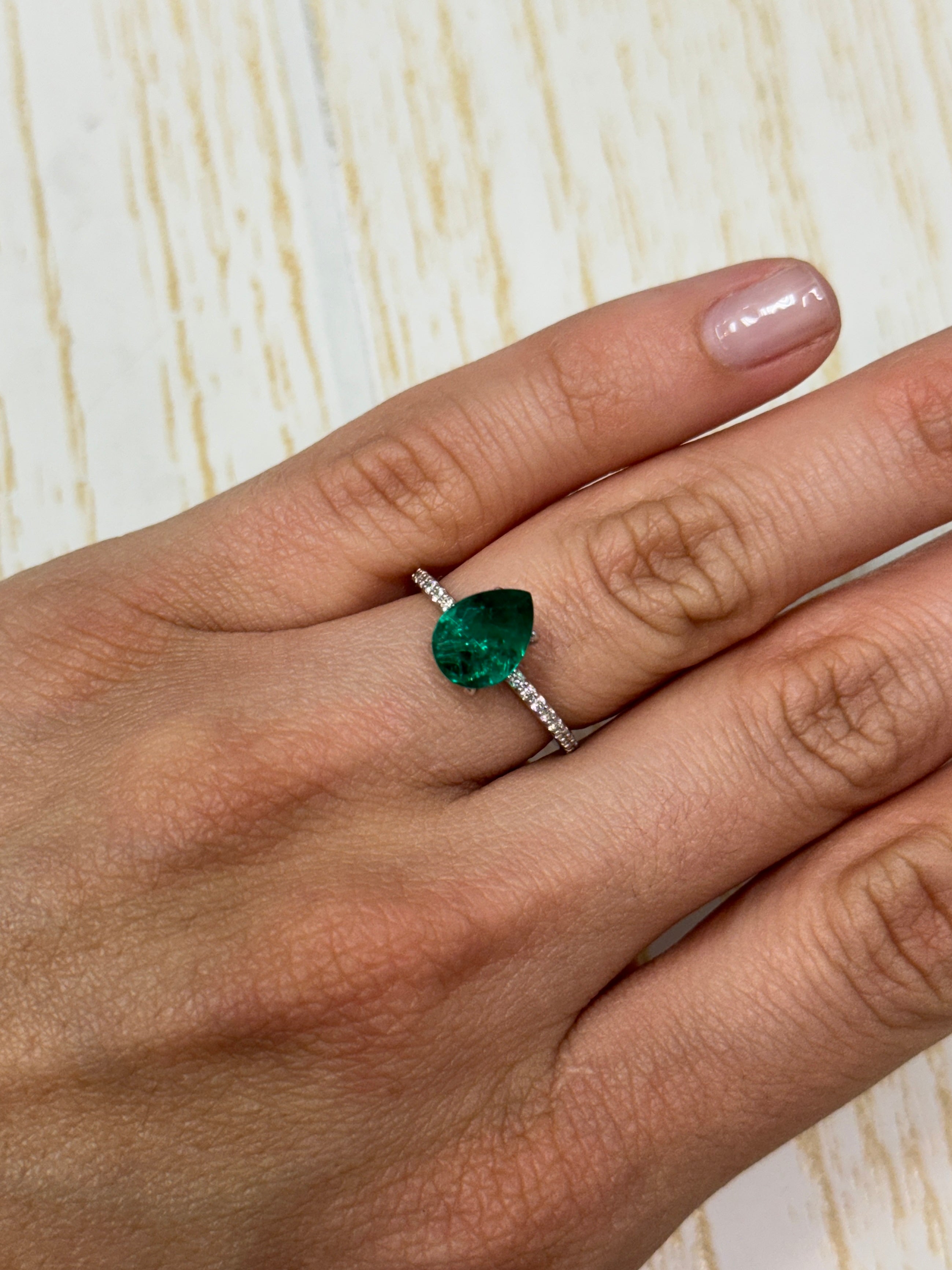 1.48 carat Chunky Muzo Green Natural Loose Colombian Emerald-Pear Cut - JR Colombian Emeralds