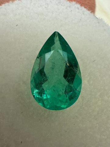 1.60 carat 10.6x6.8 Spring Green Natural Loose Colombian Emerald-Pear Cut