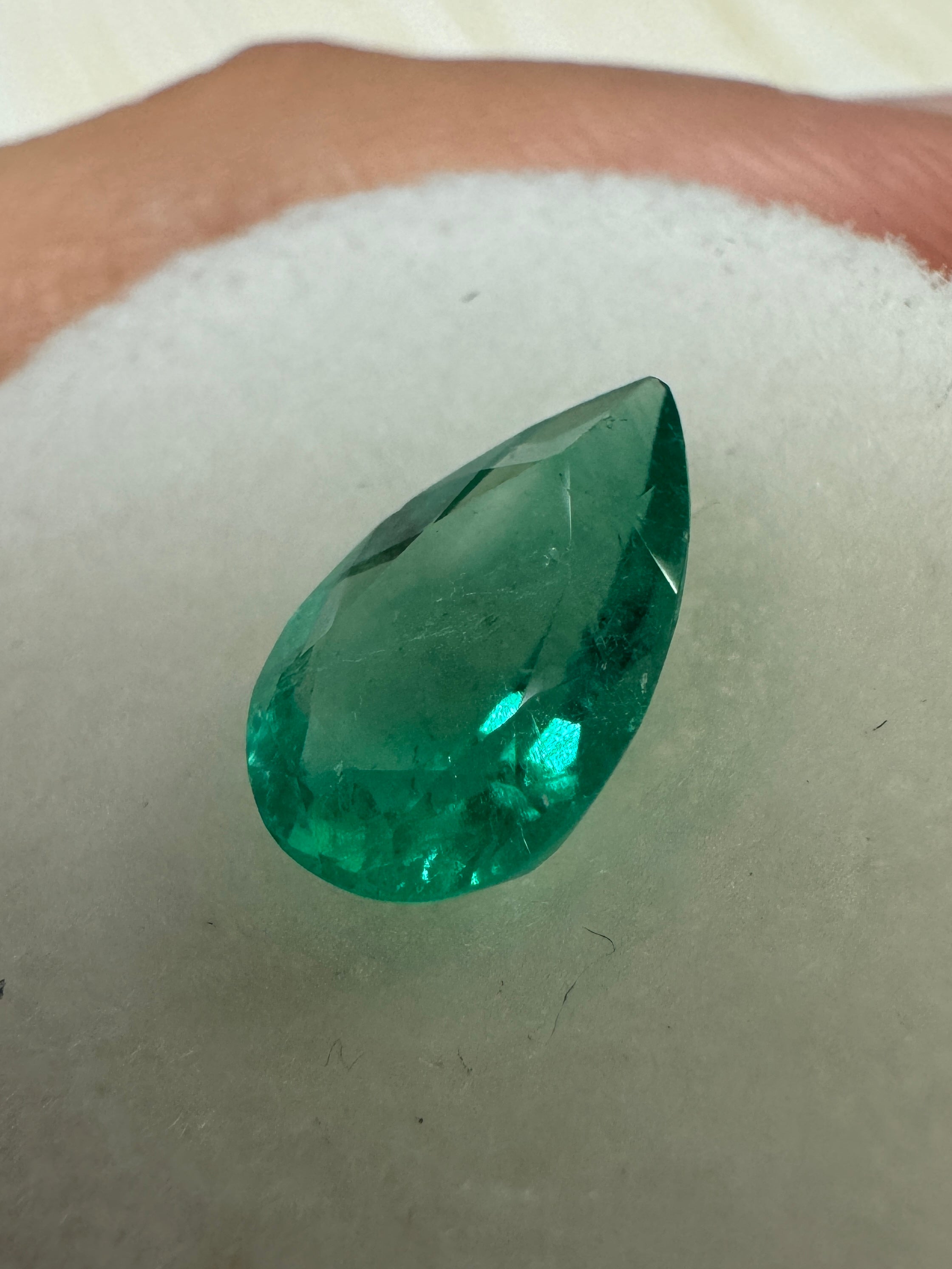 1.60 carat 10.6x6.8 Spring Green Natural Loose Colombian Emerald-Pear Cut - JR Colombian Emeralds