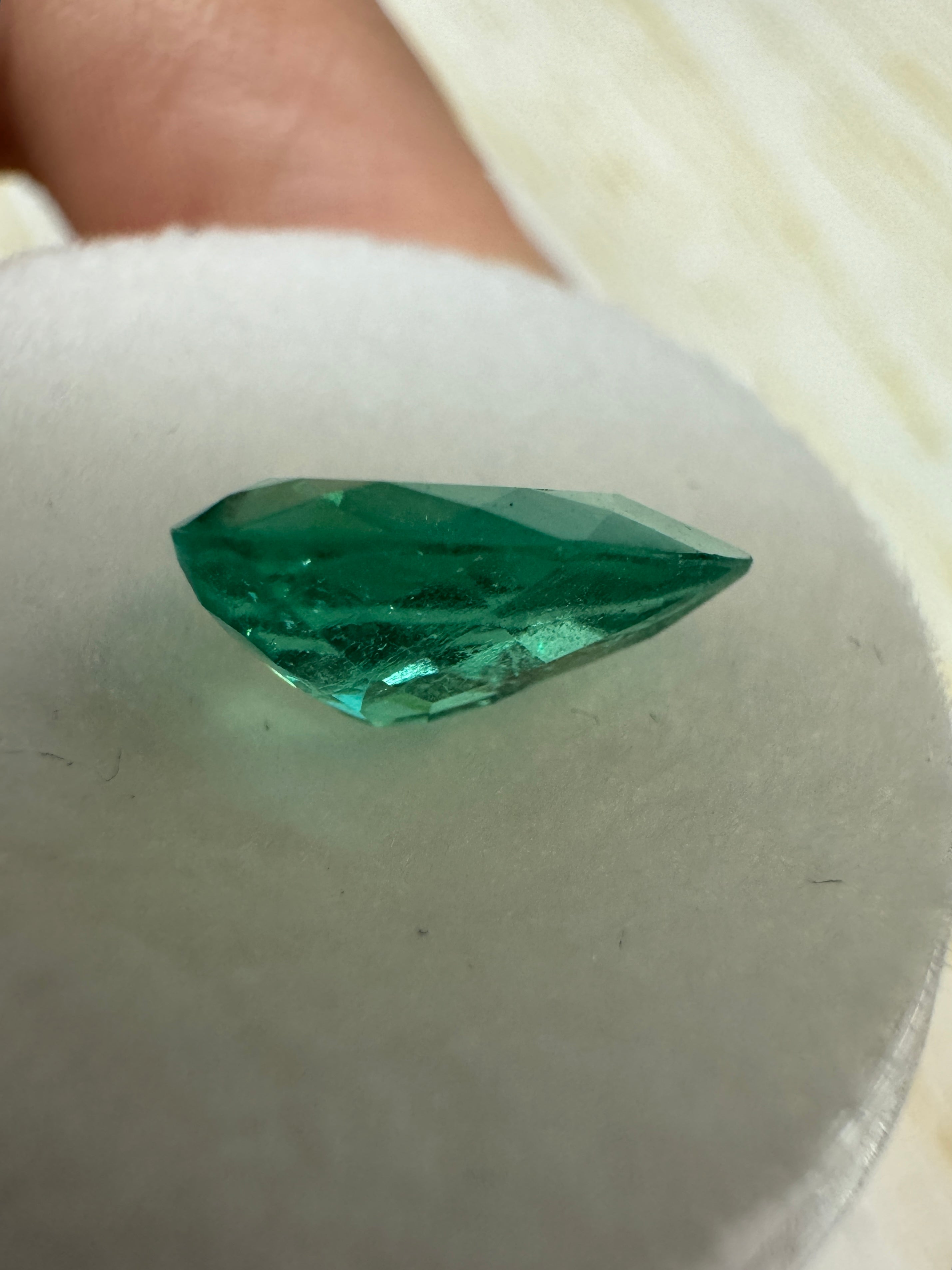 1.60 carat 10.6x6.8 Spring Green Natural Loose Colombian Emerald-Pear Cut - JR Colombian Emeralds