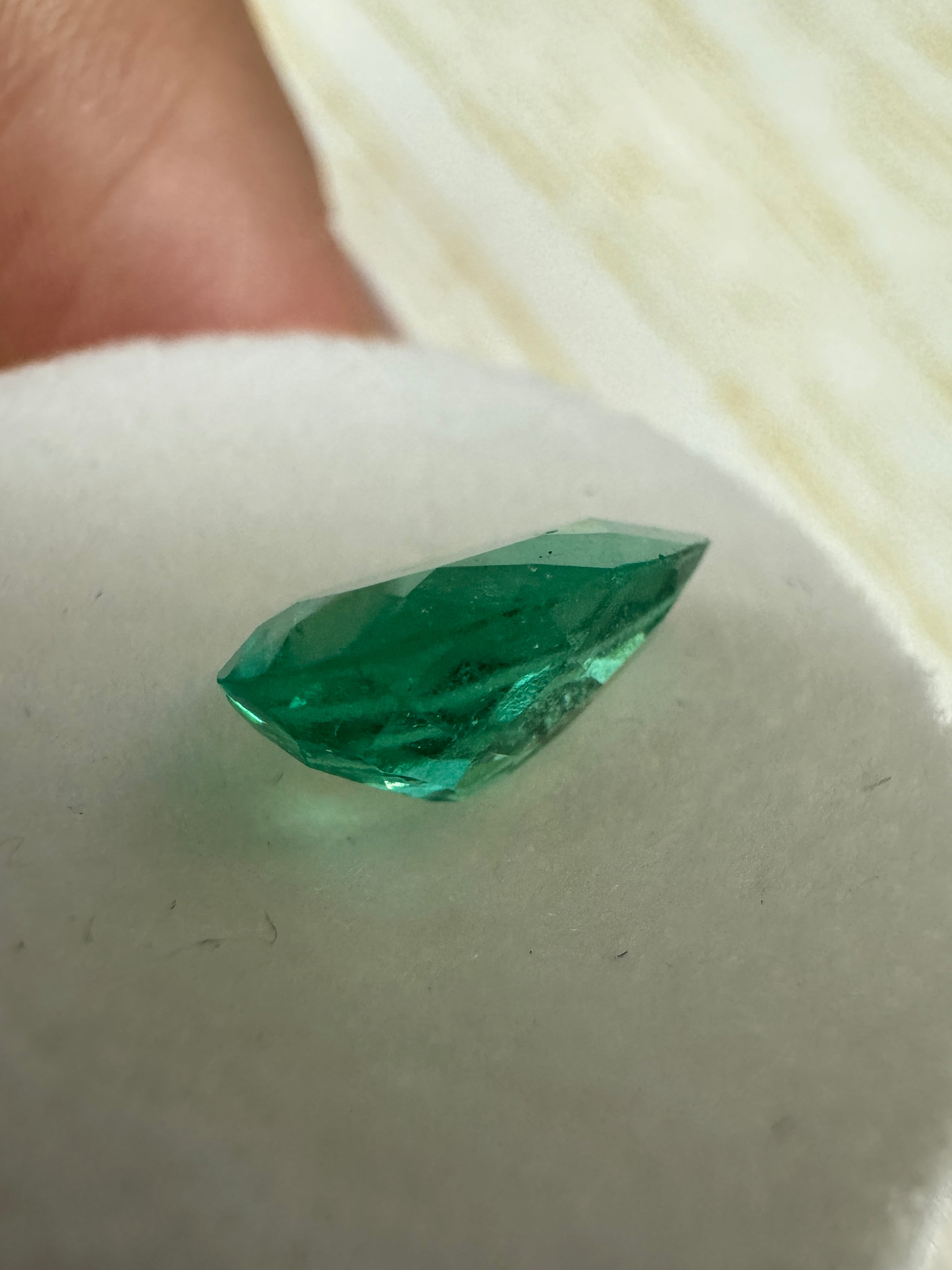 1.60 carat 10.6x6.8 Spring Green Natural Loose Colombian Emerald-Pear Cut - JR Colombian Emeralds