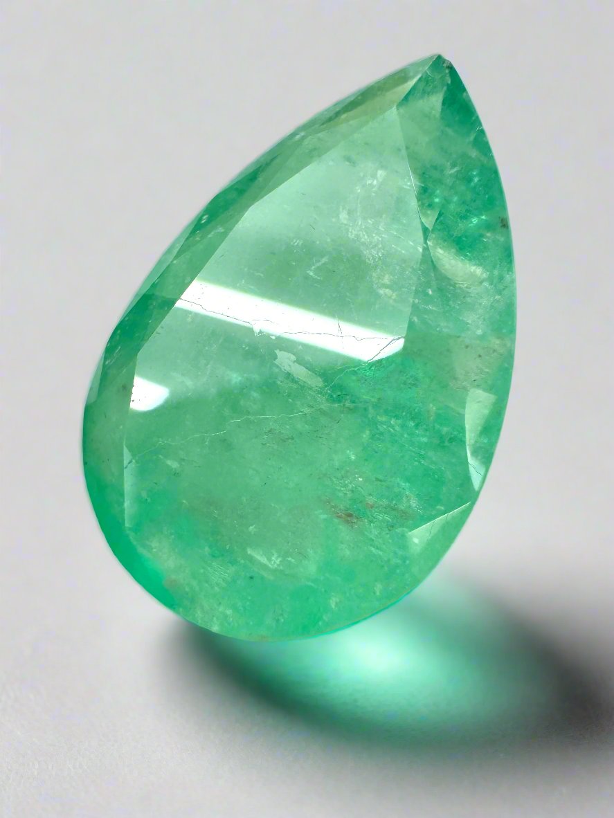 14.77 carat 21x14 Earthy Green Natural Loose Colombian Emerald-Pear Cut - JR Colombian Emeralds