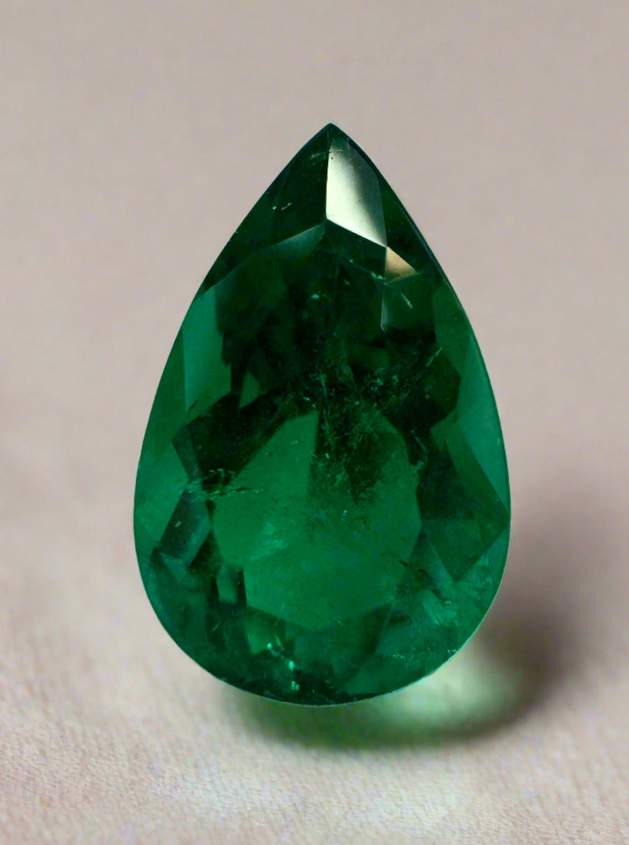 1.77 carat 11x7 AAA+ Intense Muzo Green Natural Loose Colombian Emerald-Pear Cut