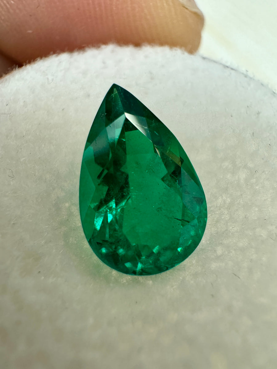 1.77 carat 11x7 AAA+ Intense Muzo Green Natural Loose Colombian Emerald-Pear Cut