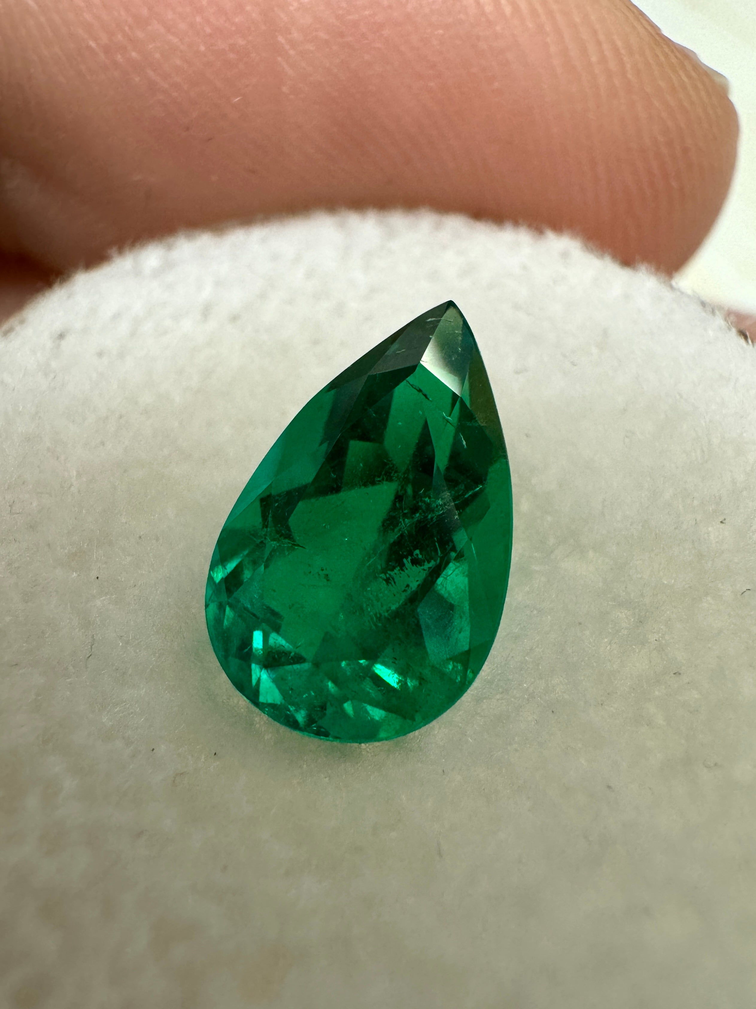 1.77 carat 11x7 AAA+ Intense Muzo Green Natural Loose Colombian Emerald-Pear Cut - JR Colombian Emeralds