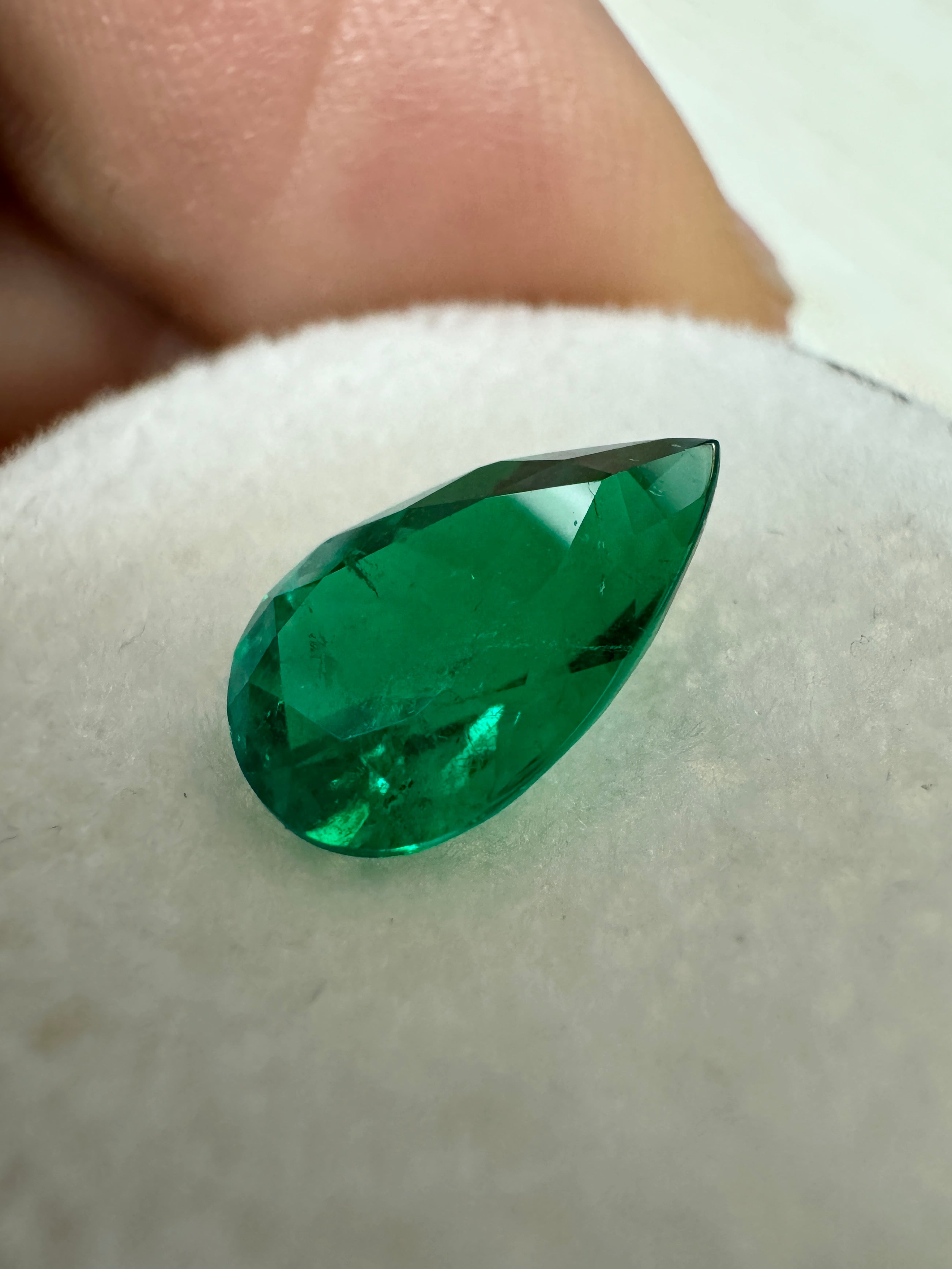 1.77 carat 11x7 AAA+ Intense Muzo Green Natural Loose Colombian Emerald-Pear Cut - JR Colombian Emeralds