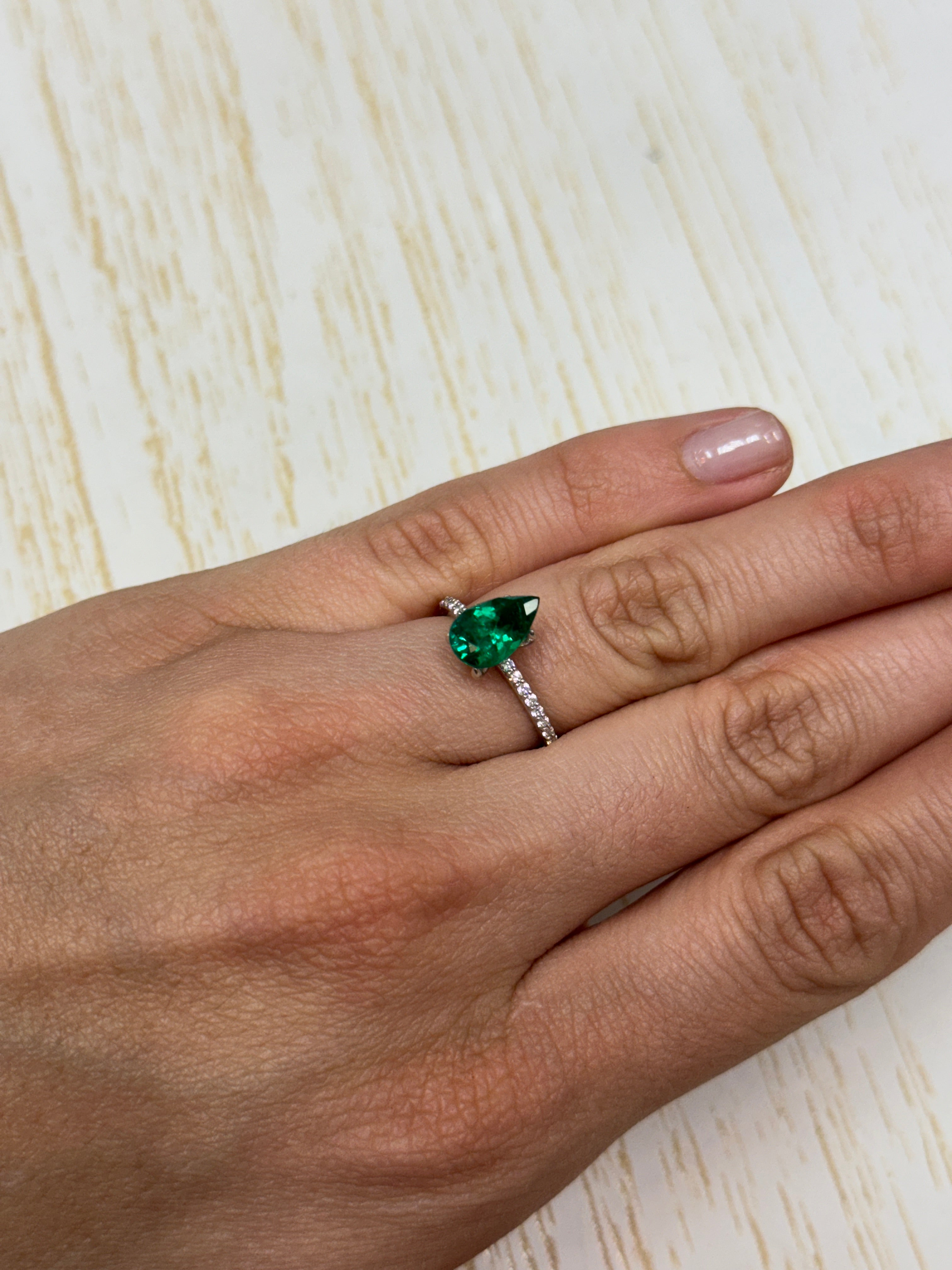 1.77 carat 11x7 AAA+ Intense Muzo Green Natural Loose Colombian Emerald-Pear Cut - JR Colombian Emeralds