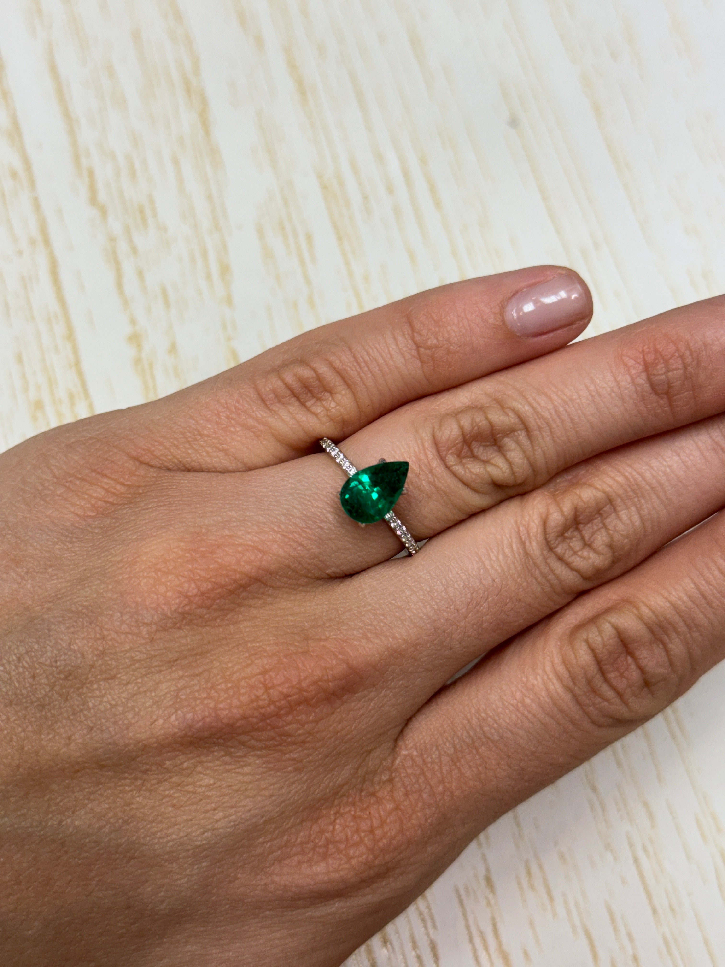 1.77 carat 11x7 AAA+ Intense Muzo Green Natural Loose Colombian Emerald-Pear Cut - JR Colombian Emeralds