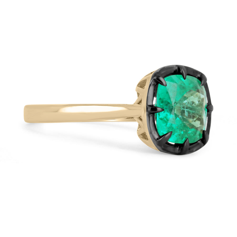 3.0 Carat Colombian Emerald Georgian Styled Solitaire Engagement Ring 14K solid gold