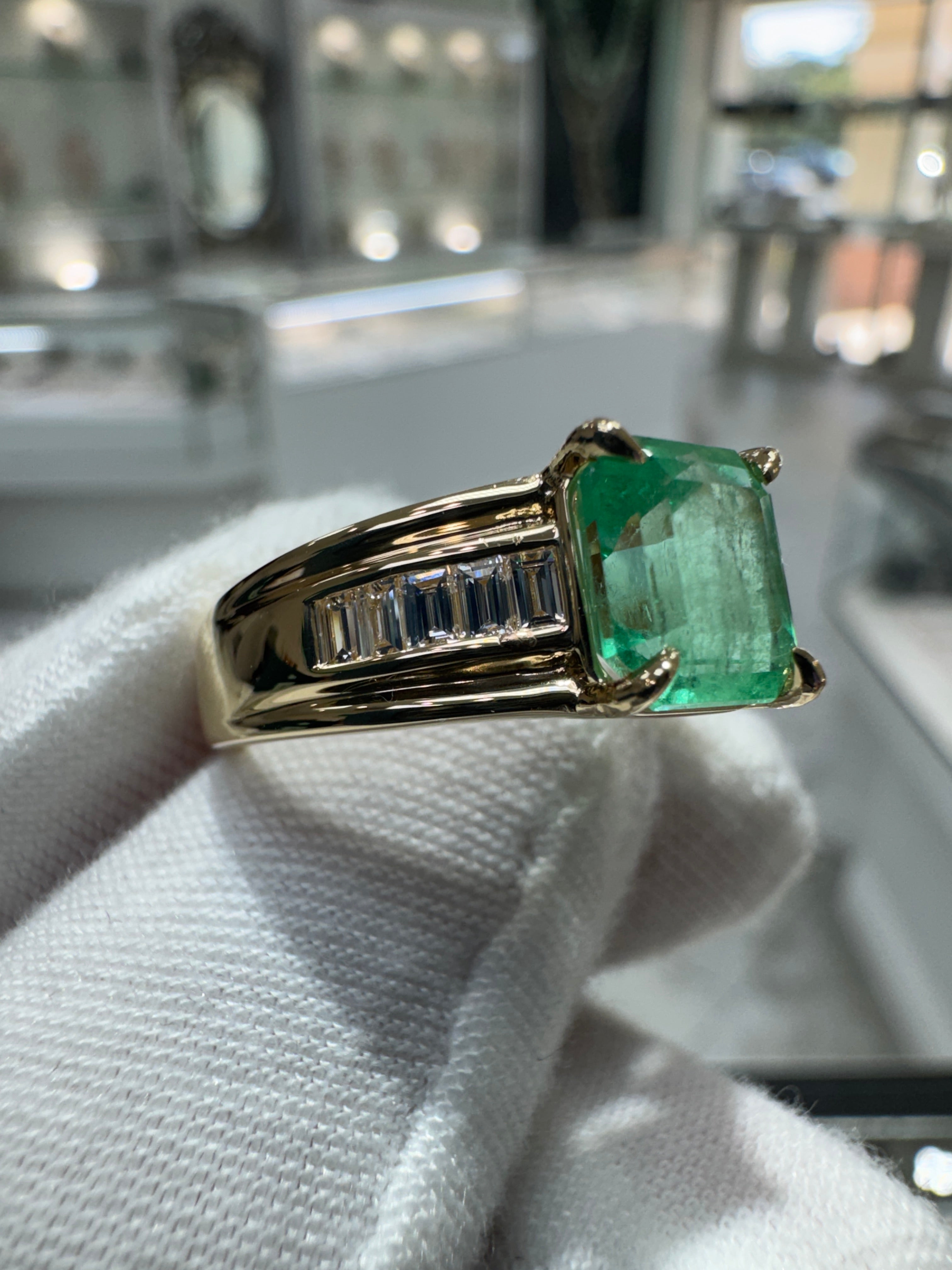 50% Deposit 2.03 Carat 8x7 Eye Clean Bluish Green Emerald Cut Natural Unset Colombian Emerald