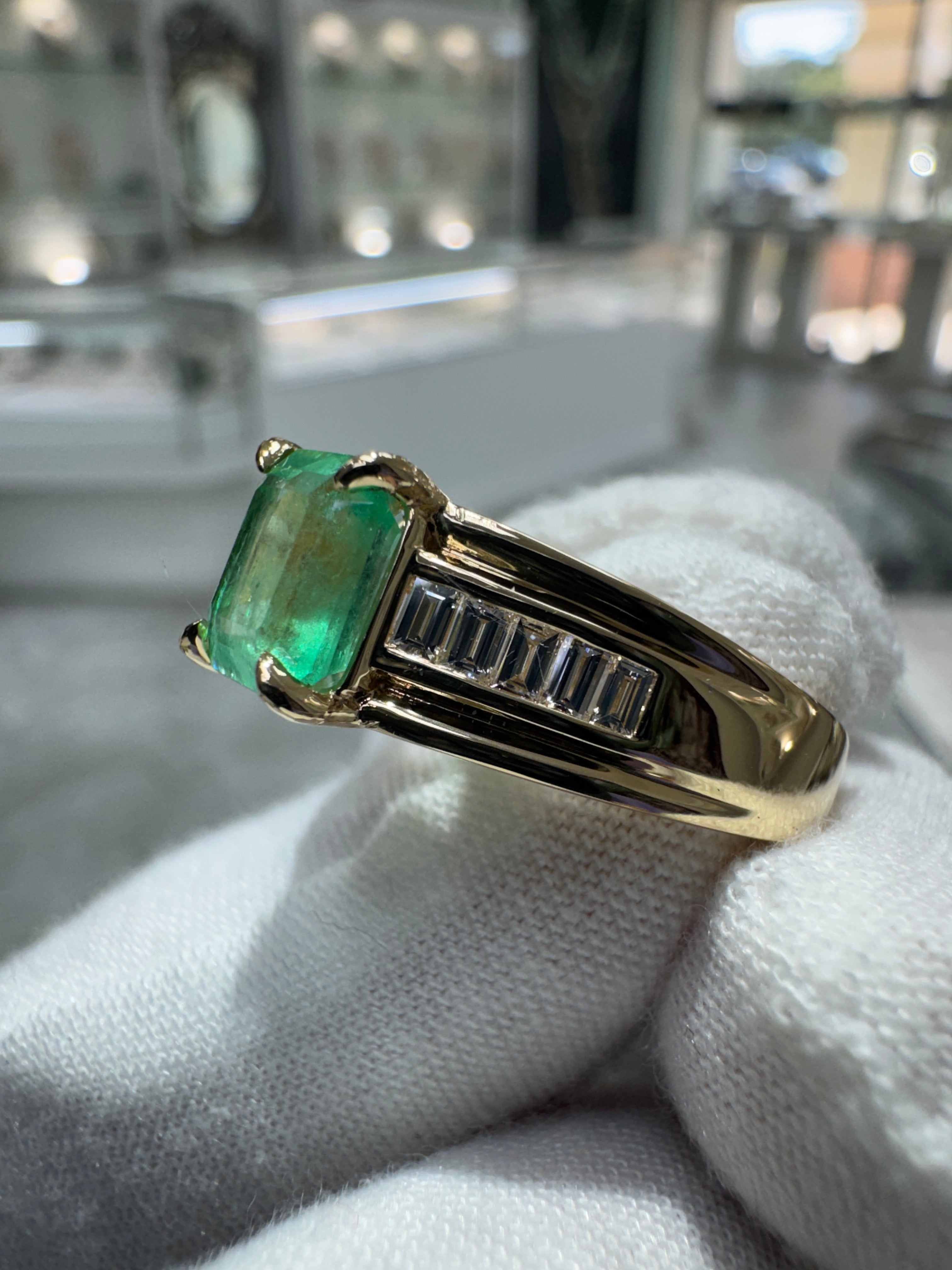 50% Deposit 2.03 Carat 8x7 Eye Clean Bluish Green Emerald Cut Natural Unset Colombian Emerald