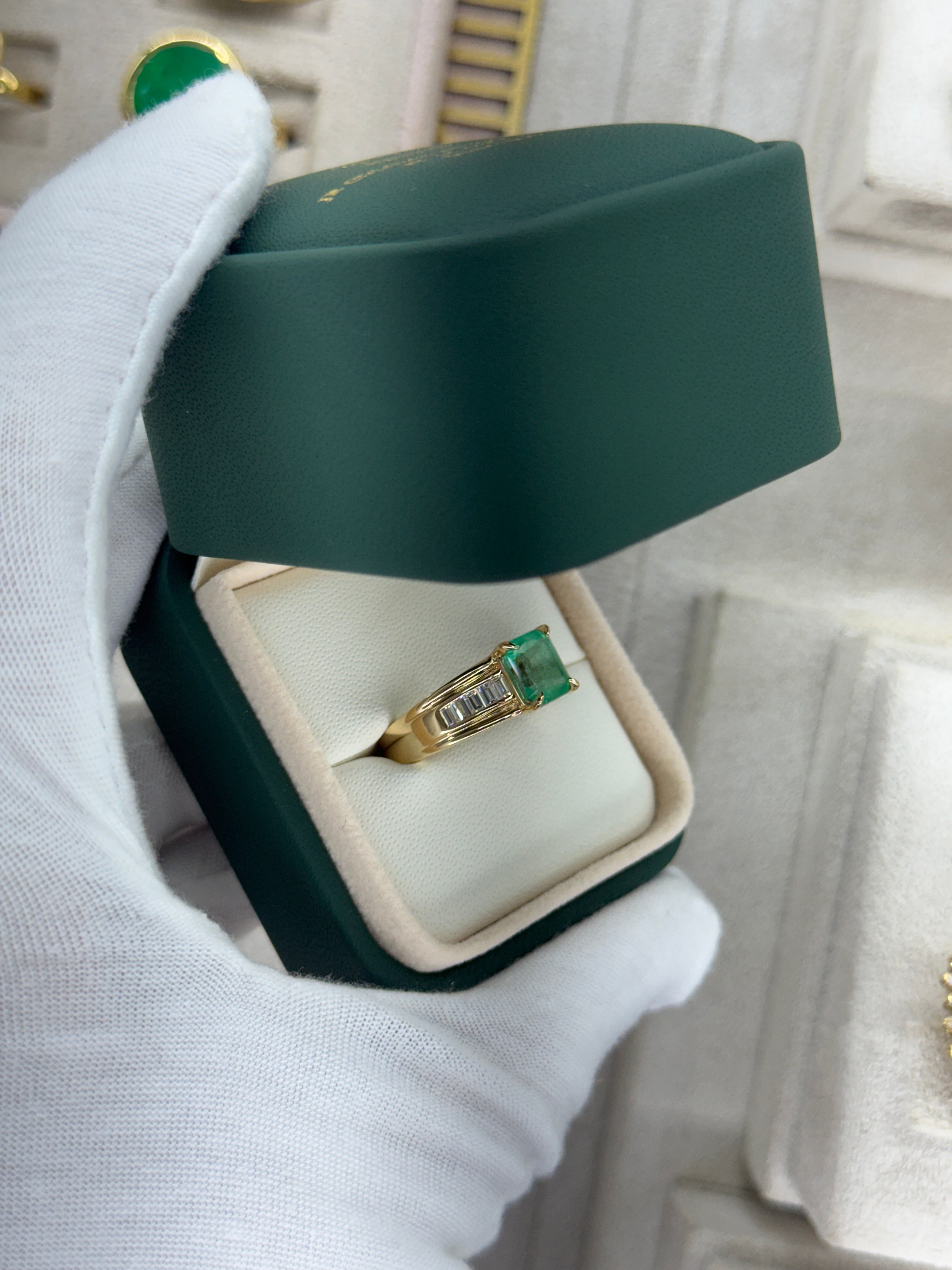 50% Deposit 2.03 Carat 8x7 Eye Clean Bluish Green Emerald Cut Natural Unset Colombian Emerald