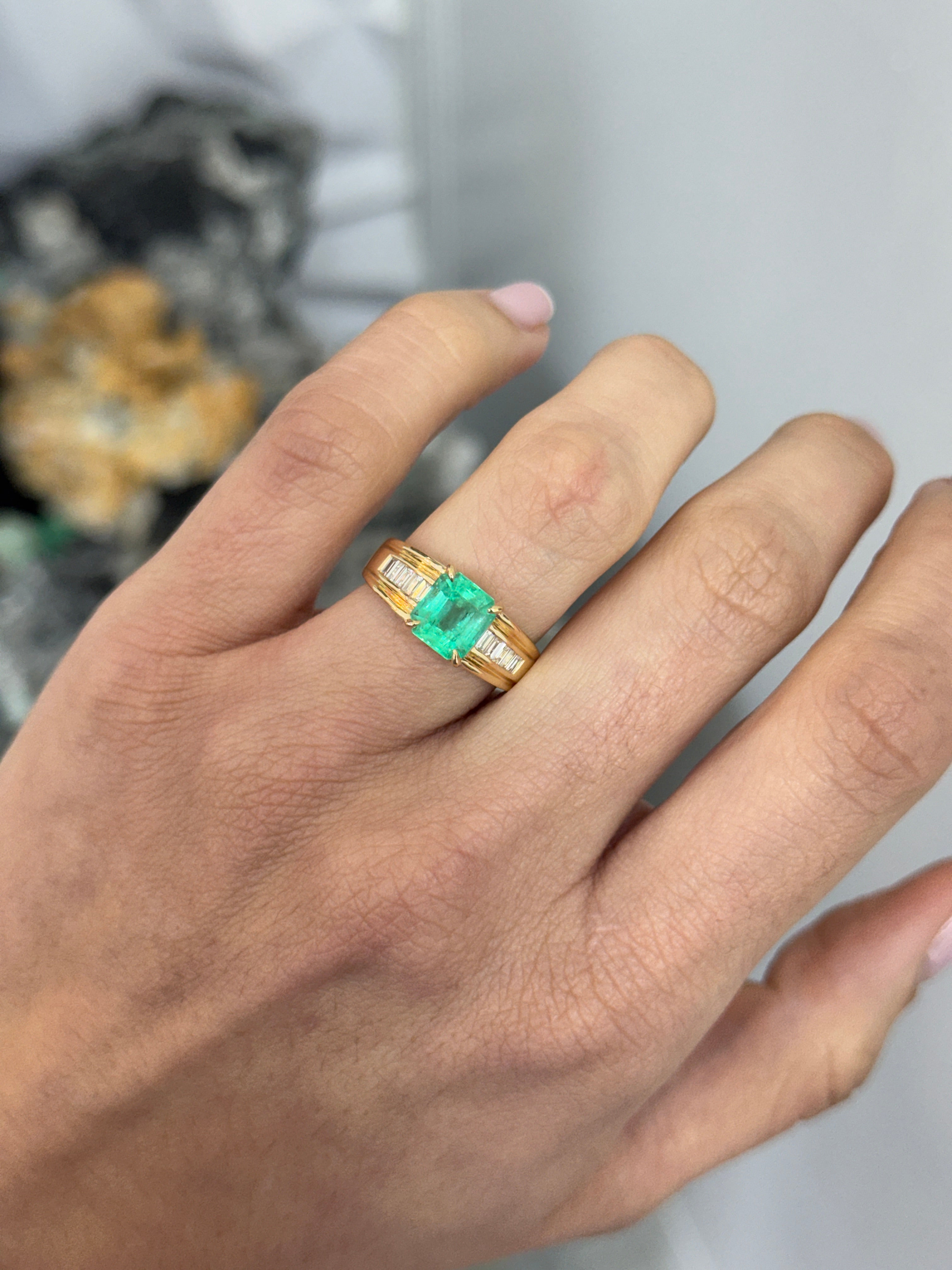50% Deposit 2.03 Carat 8x7 Eye Clean Bluish Green Emerald Cut Natural Unset Colombian Emerald