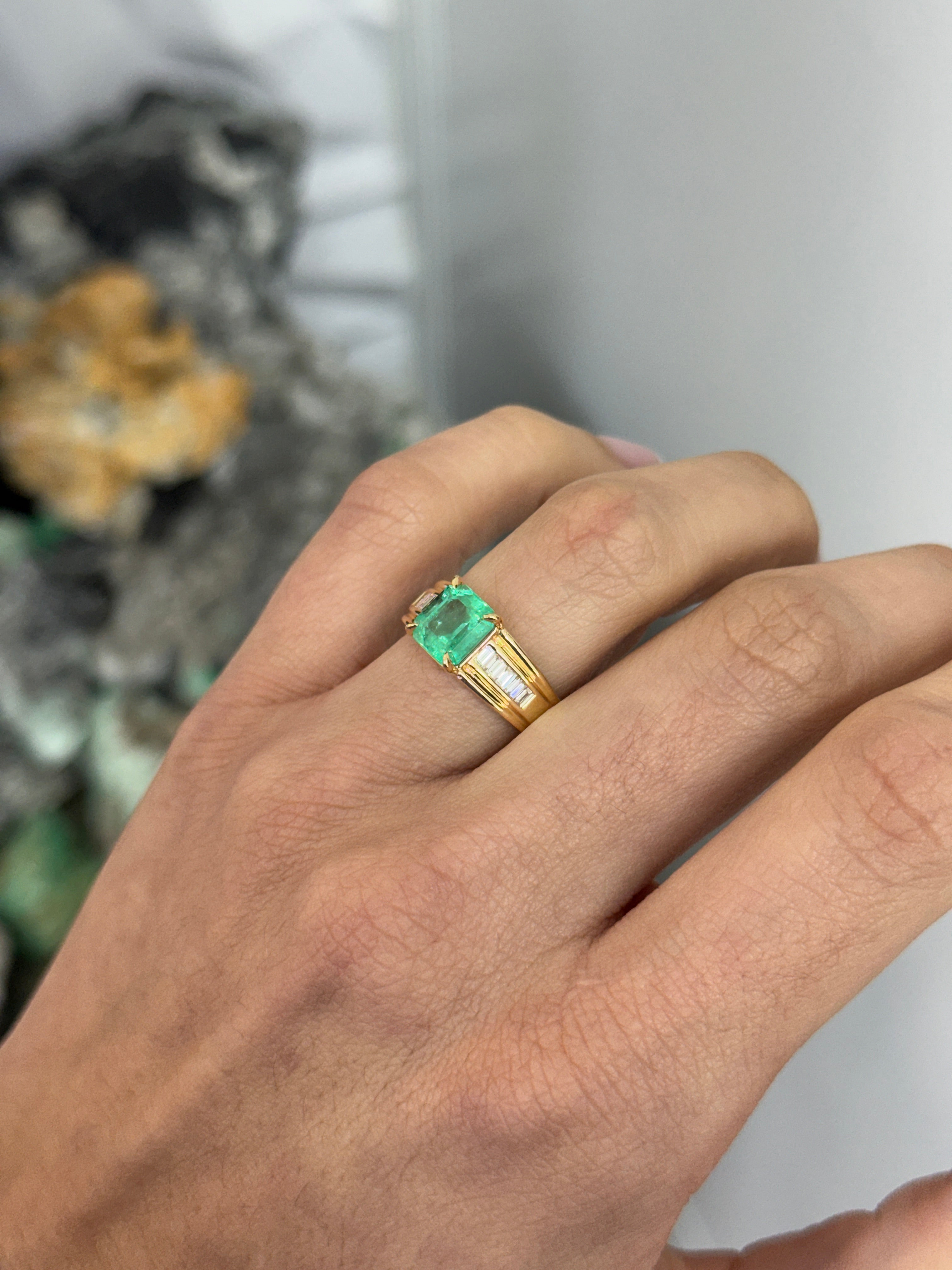 50% Deposit 2.03 Carat 8x7 Eye Clean Bluish Green Emerald Cut Natural Unset Colombian Emerald
