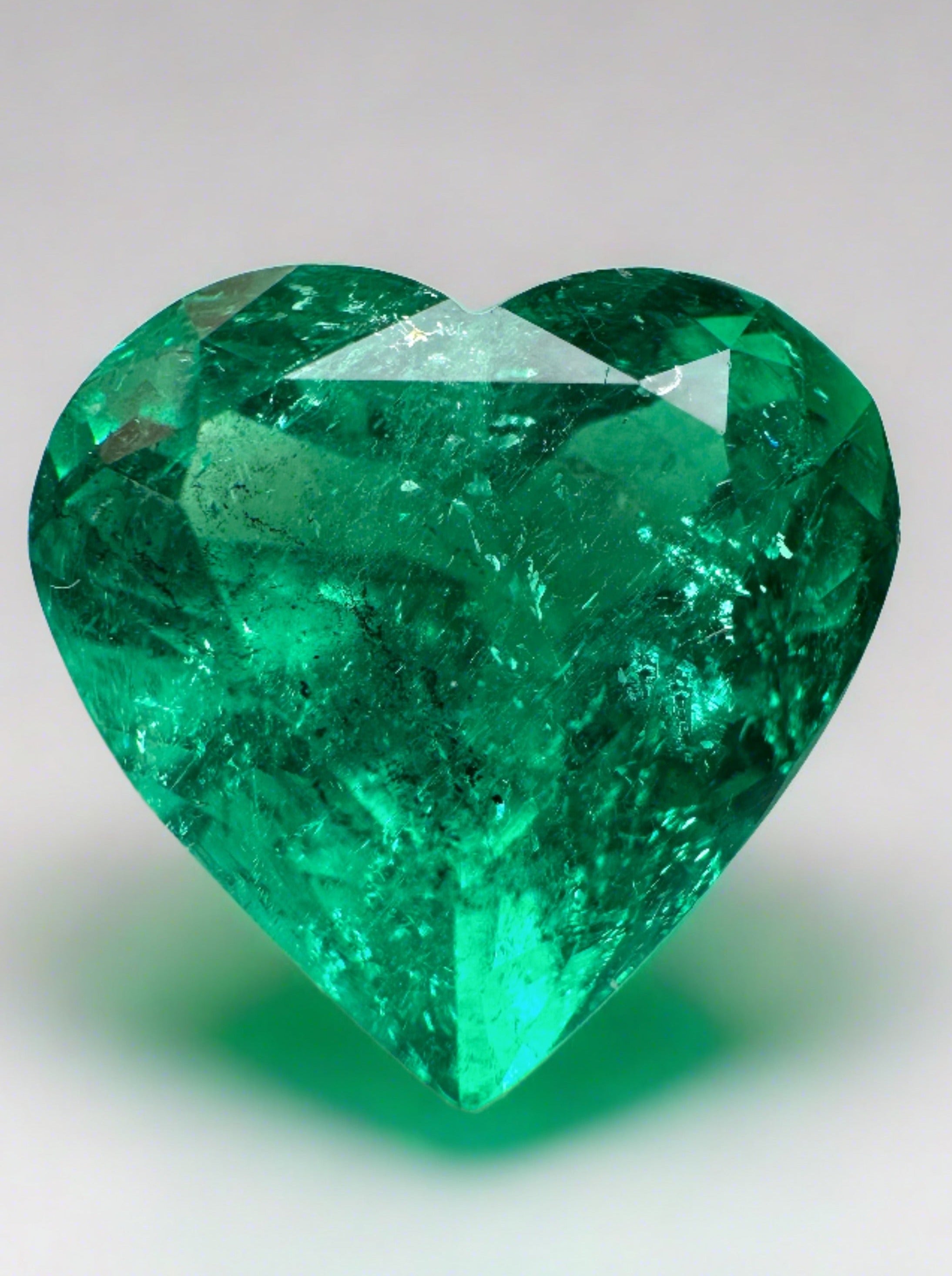 7.86 Carat 13x13.8 AAA+ Muzo Green Natural Loose Colombian Emerald-Heart Cut - JR Colombian Emeralds