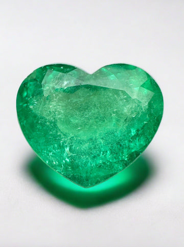6.24 Carat 13x11 Bubbly Natural Loose Colombian Emerald-Heart Cut