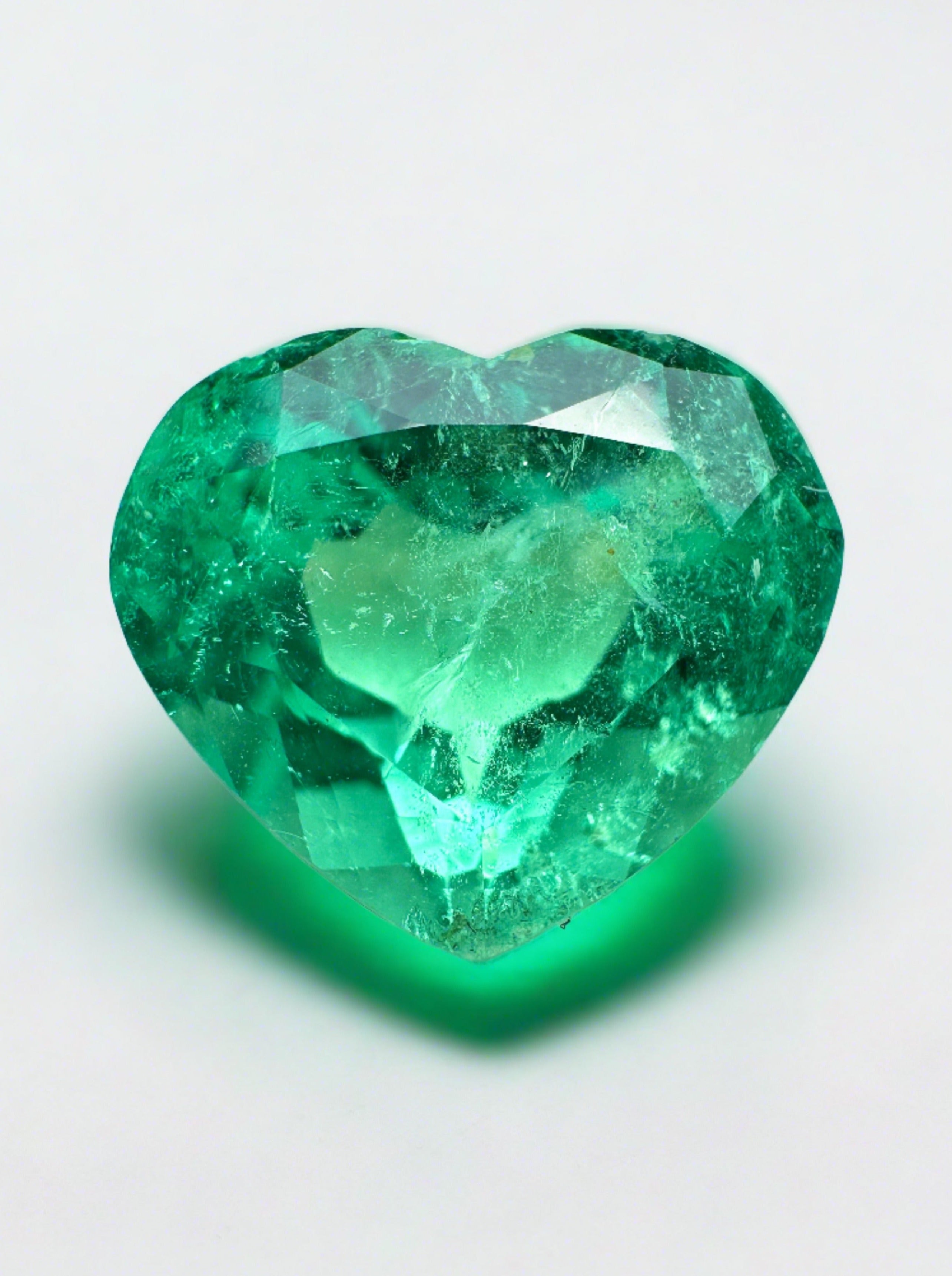 5.19 Carat Pastel Green Natural Loose Colombian Emerald-Heart Cut - JR Colombian Emeralds