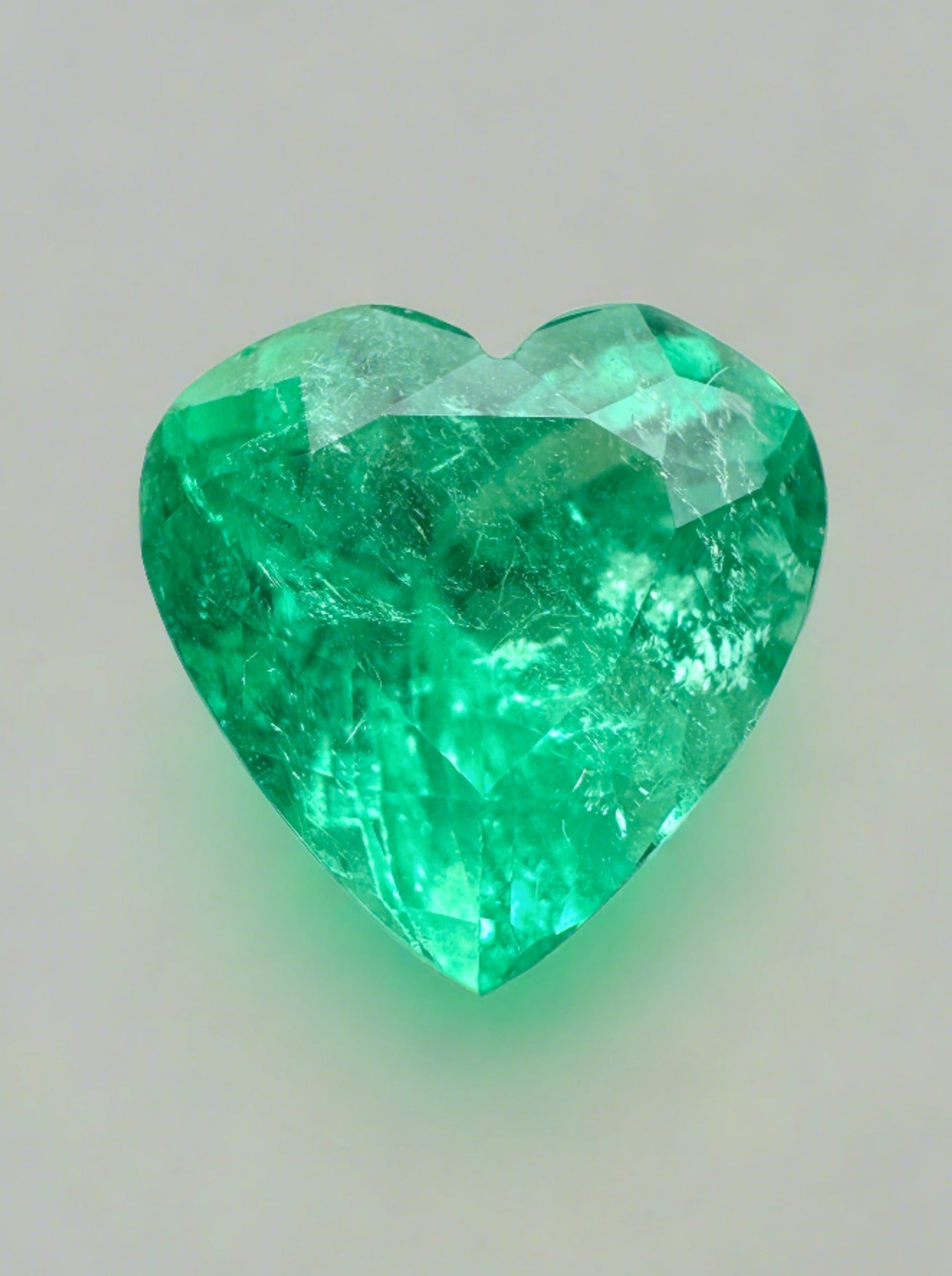 4.18 Carat 10x10 Pastel Green Natural Loose Colombian Emerald-Heart Cut - JR Colombian Emeralds