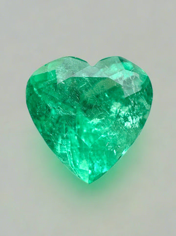 4.18 Carat 10x10 Pastel Green Natural Loose Colombian Emerald-Heart Cut