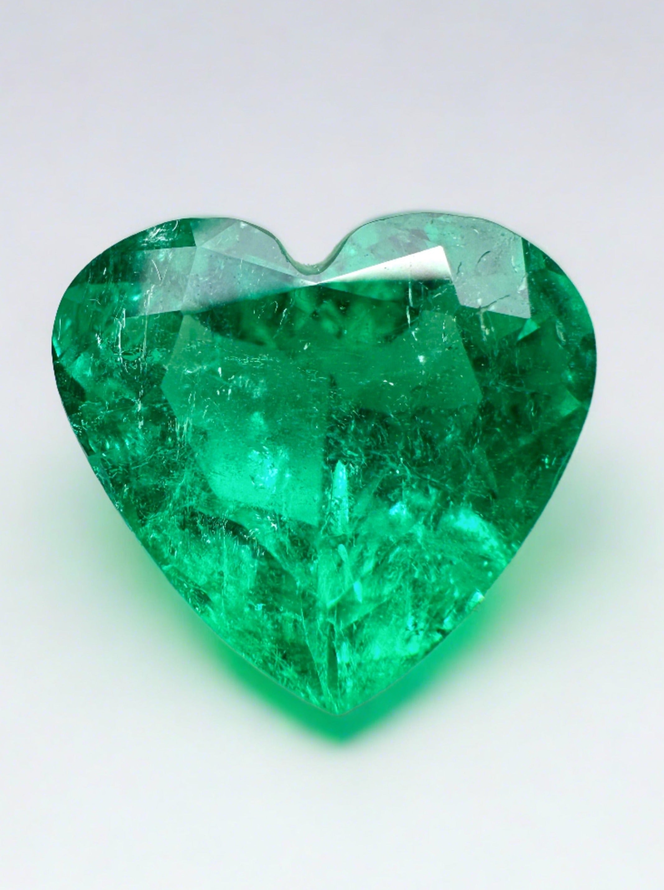 4.12 Carat Minor Oil Muzo Green Natural Loose Colombian Emerald-Heart Cut - JR Colombian Emeralds