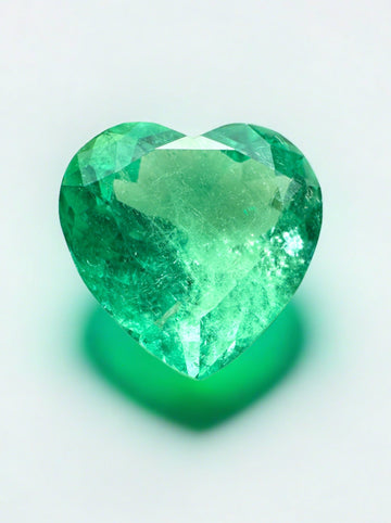 3.50 Carat 10.2x10.5 Bubbly Green Natural Loose Colombian Emerald-Heart Cut