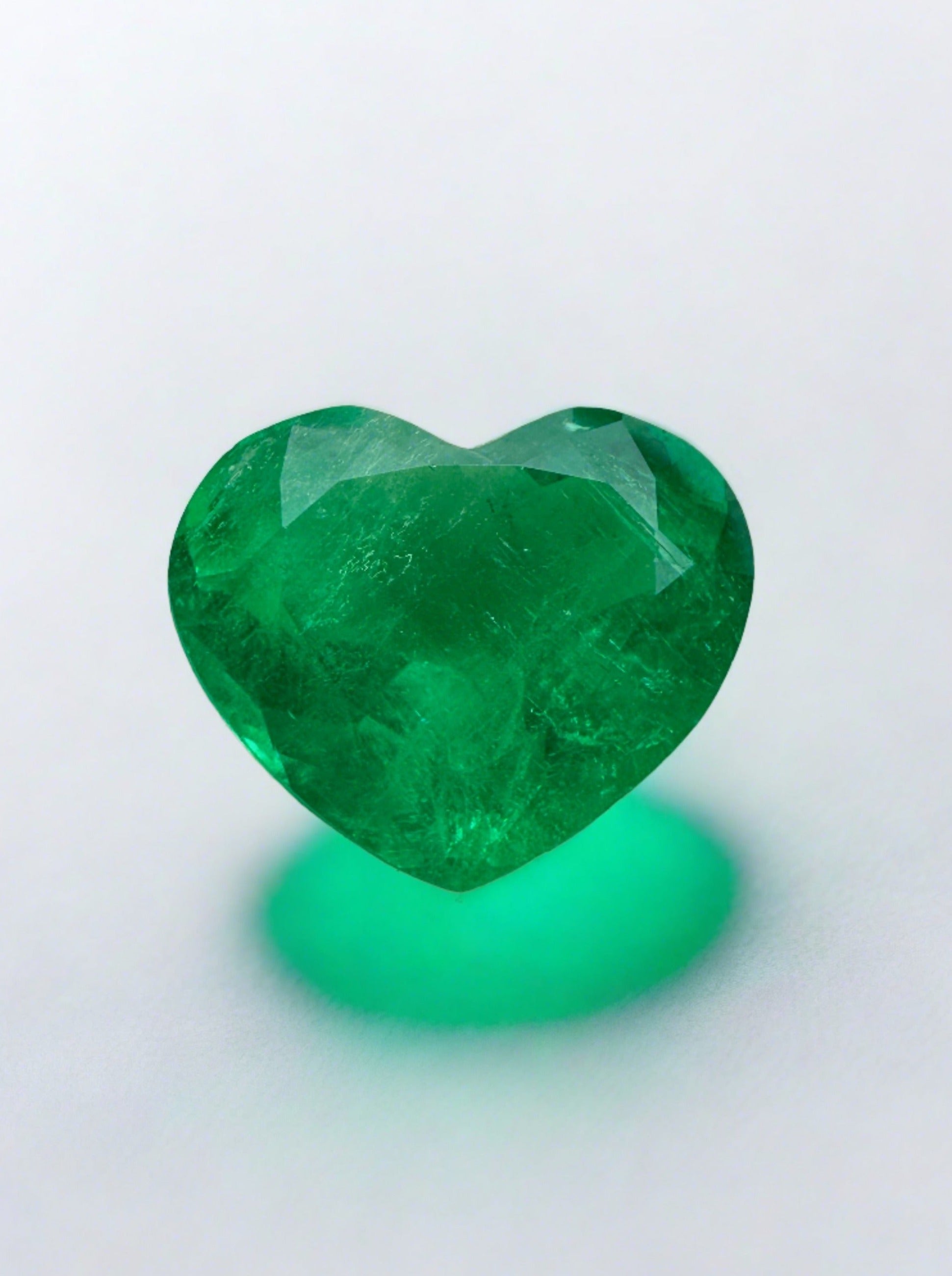 3.39 Carat Deep Green Natural Loose Colombian Emerald-Heart Cut - JR Colombian Emeralds